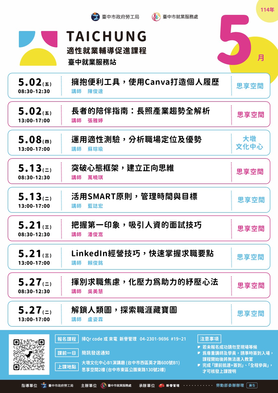 適性就業輔導促進就業計畫-臺中站-05/08(下午場)