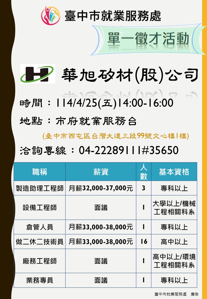 [單一徵才]華旭矽材股份有限公司
