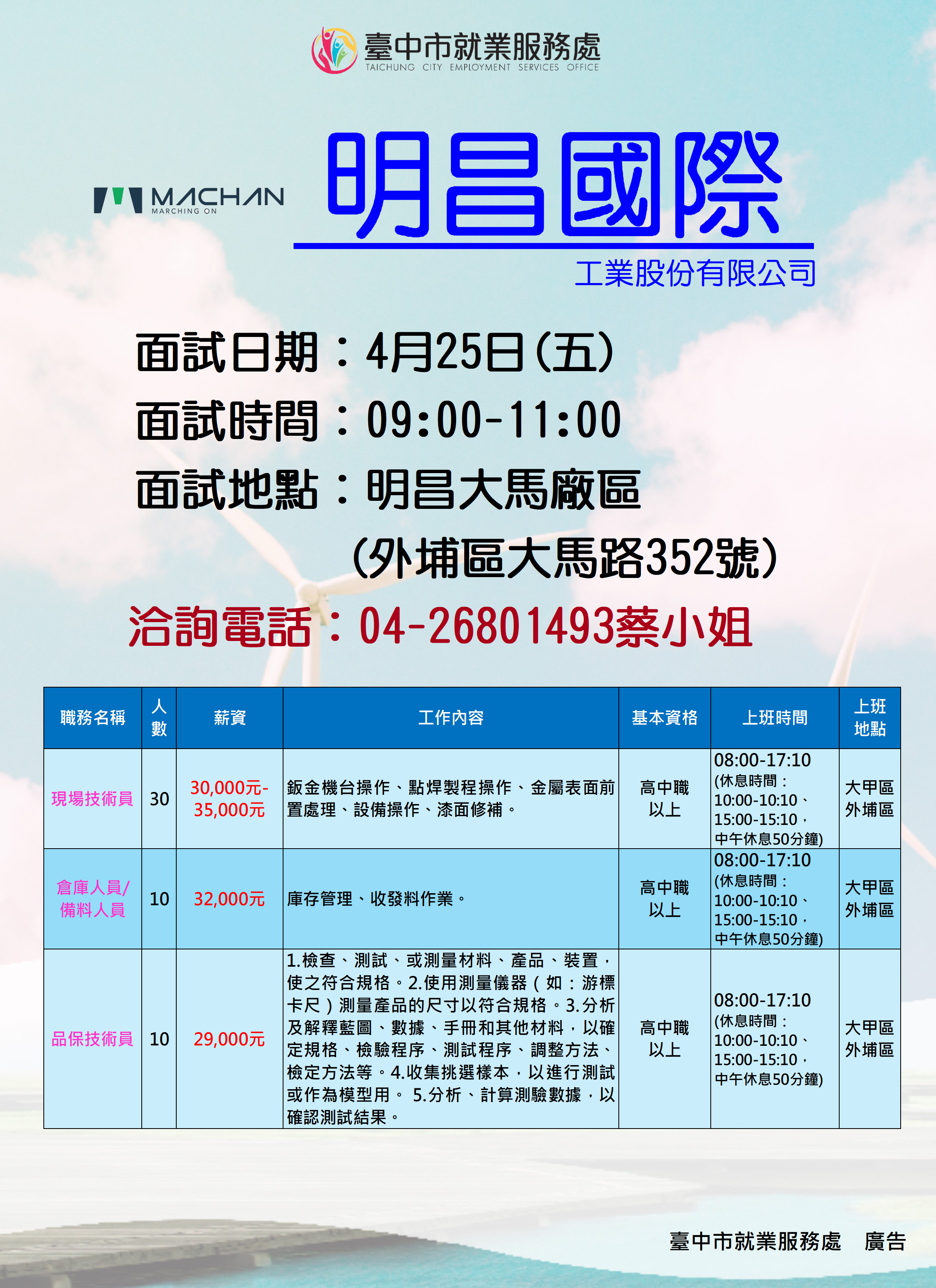 【單一徵才】明昌國際工業股份有限公司