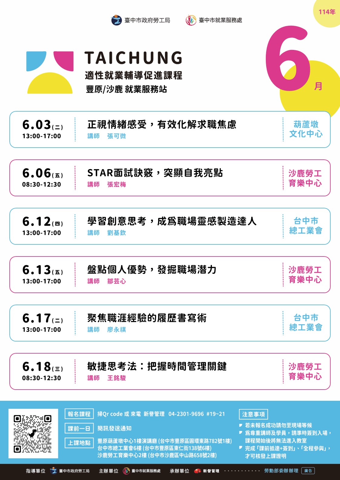 適性就業輔導促進就業計畫-沙鹿站-06/06(上午場)