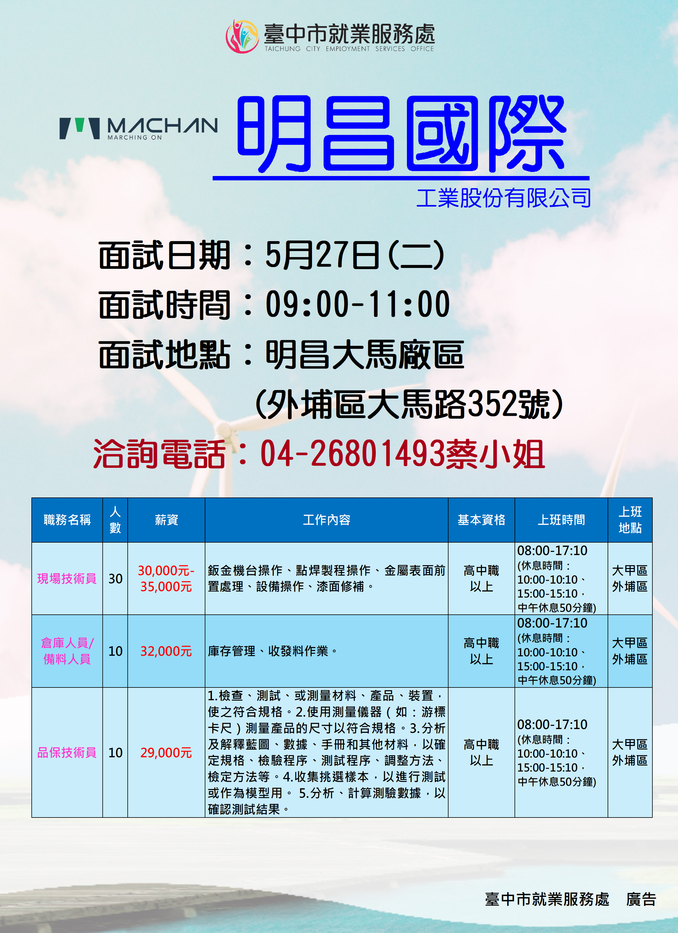 【單一徵才】明昌國際工業股份有限公司