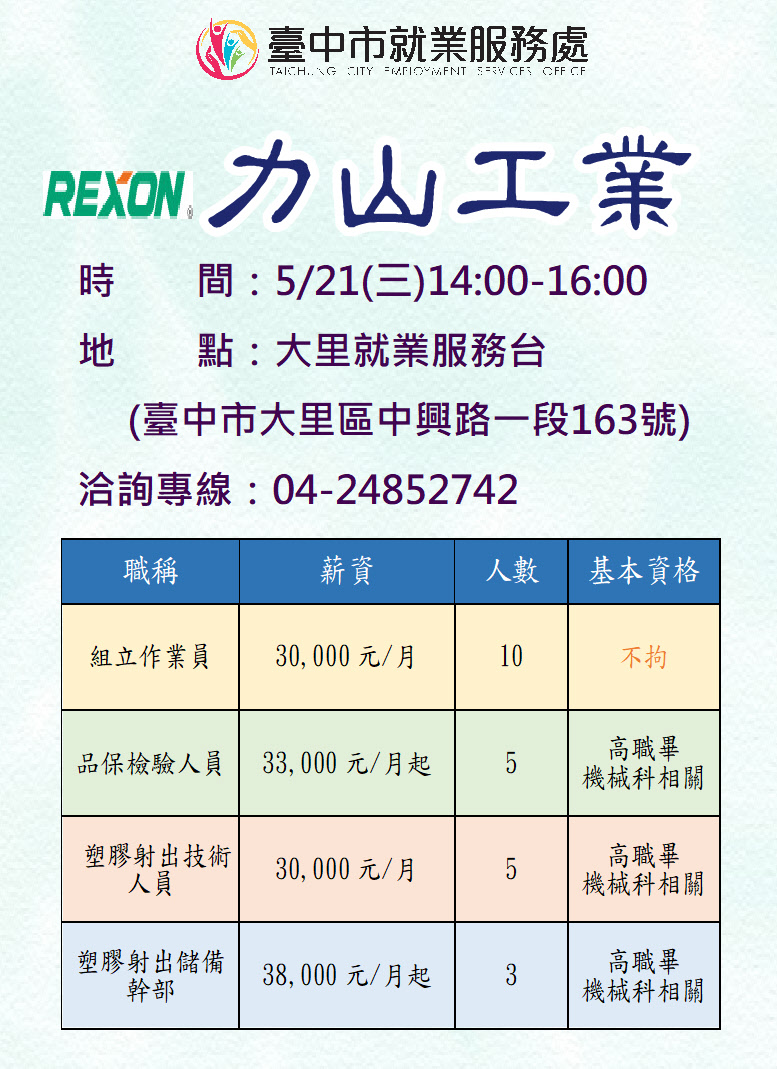 [單一徵才]力山工業股份有限公司