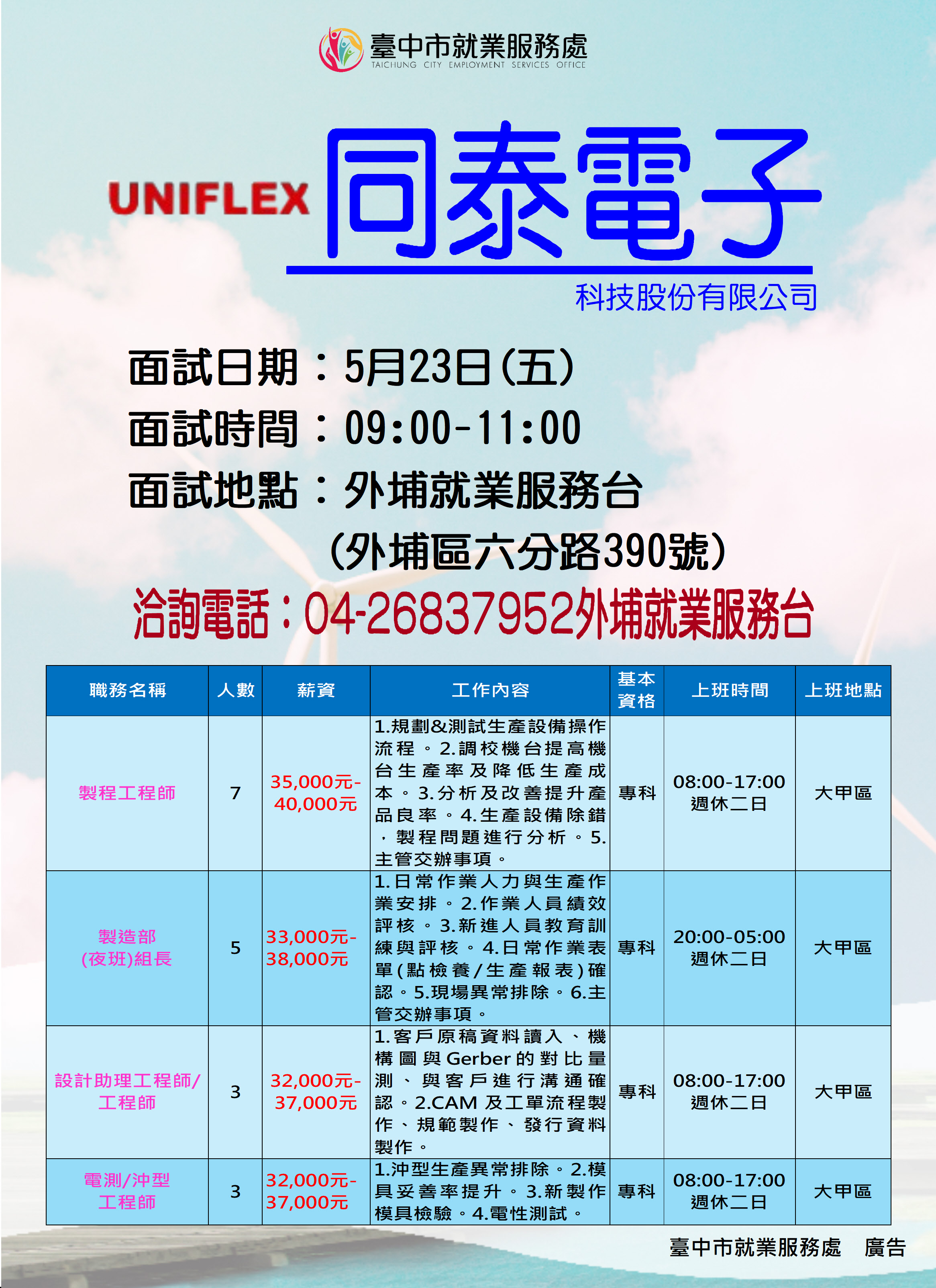 【單一徵才】同泰電子科技股份有限公司