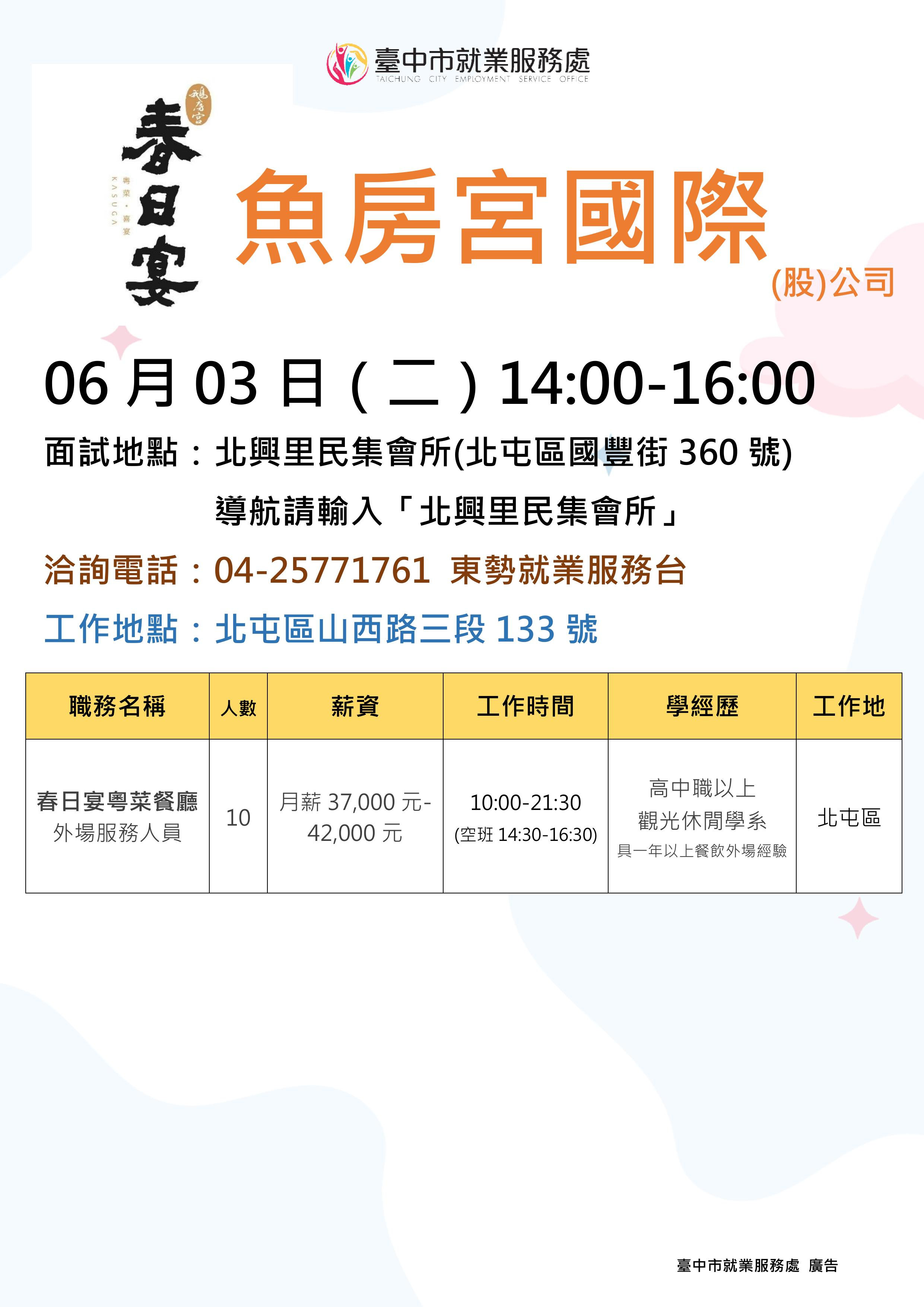 【單一徵才】魚房宮國際股份有限公司