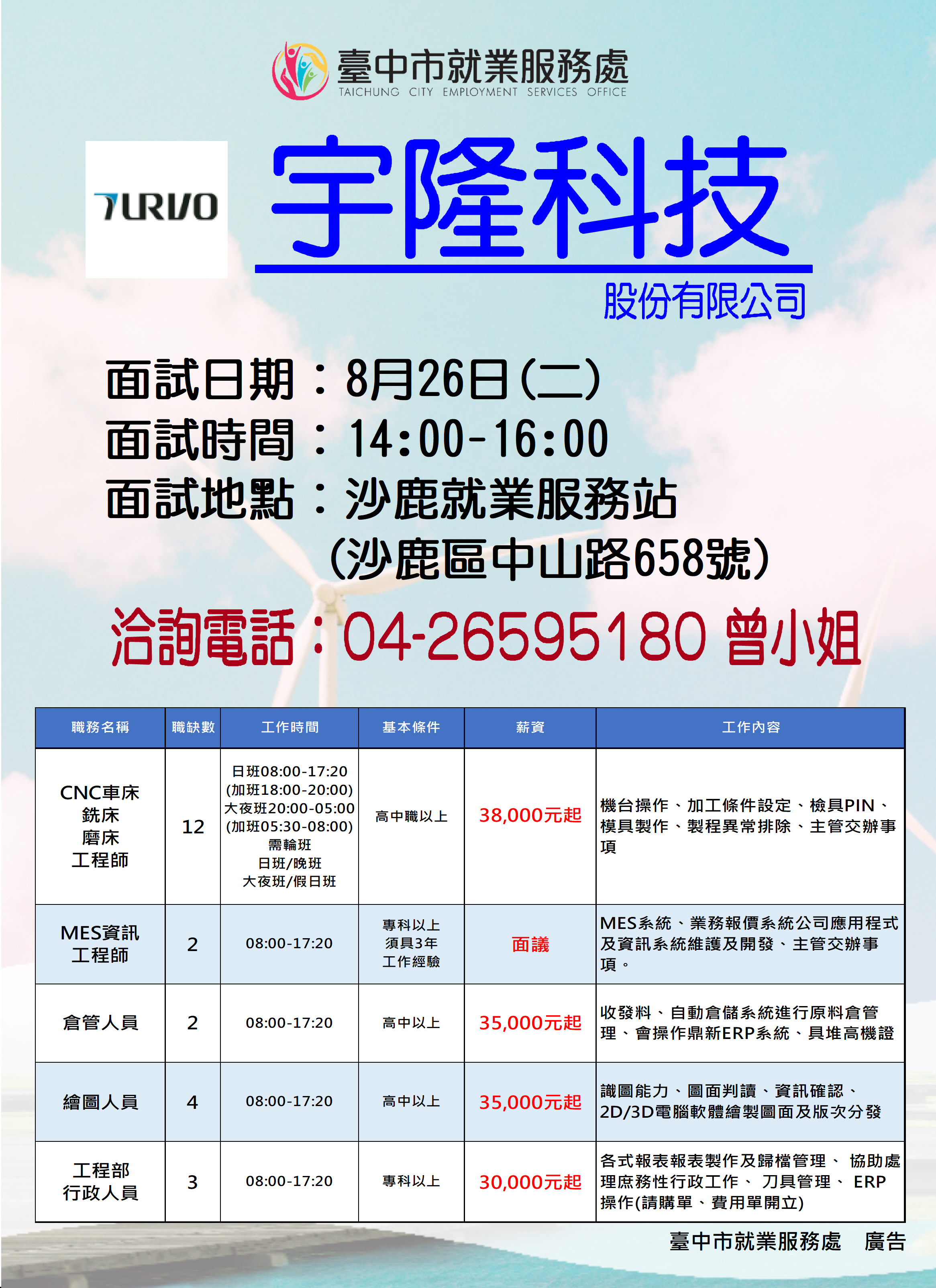 【單一徵才】宇隆科技股份有限公司