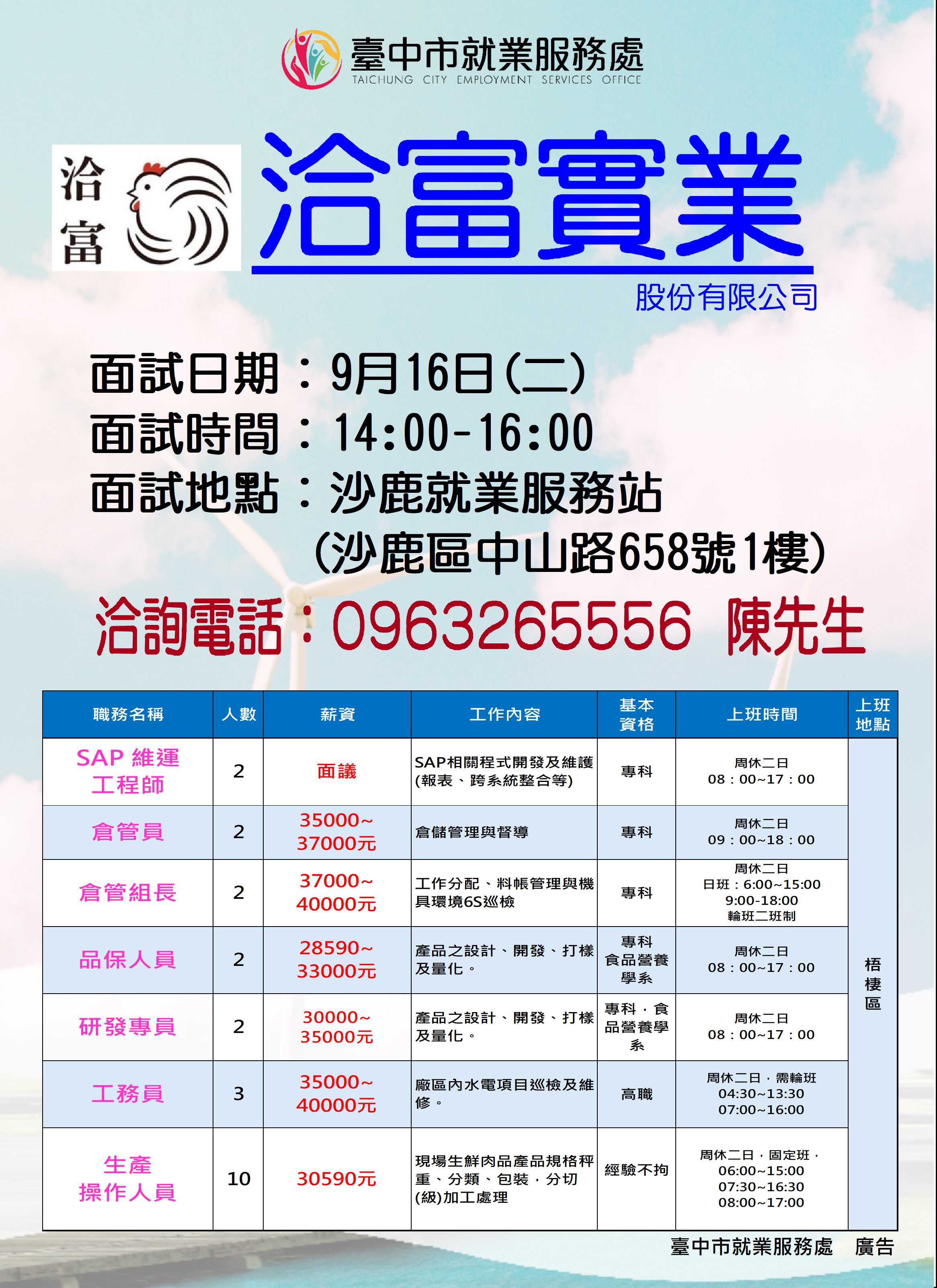 【單一徵才】洽富實業股份有限公司