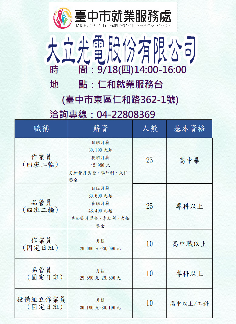 [單一徵才]大立光電股份有限公司