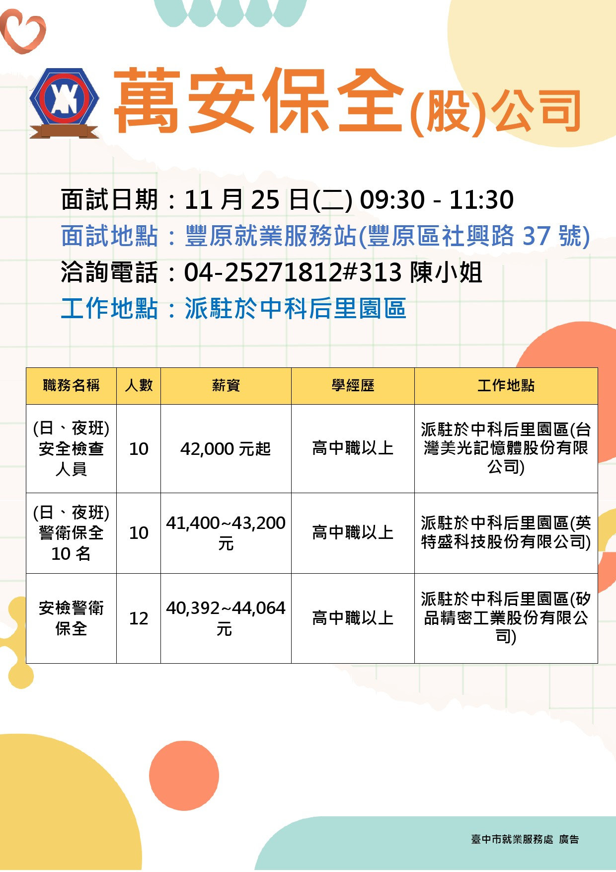 【單一徵才】萬安保全股份有限公司