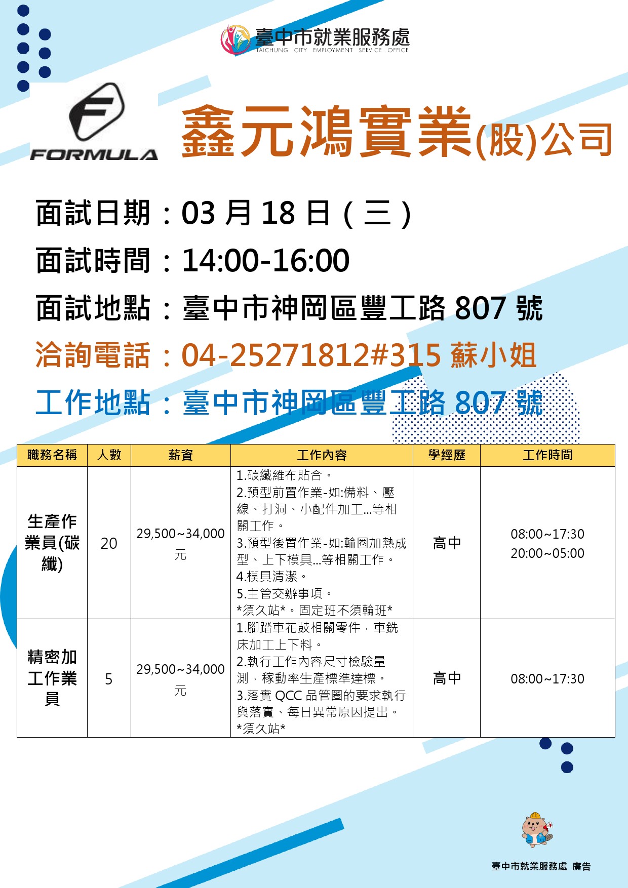 【單一徵才】鑫元鴻實業股份有限公司