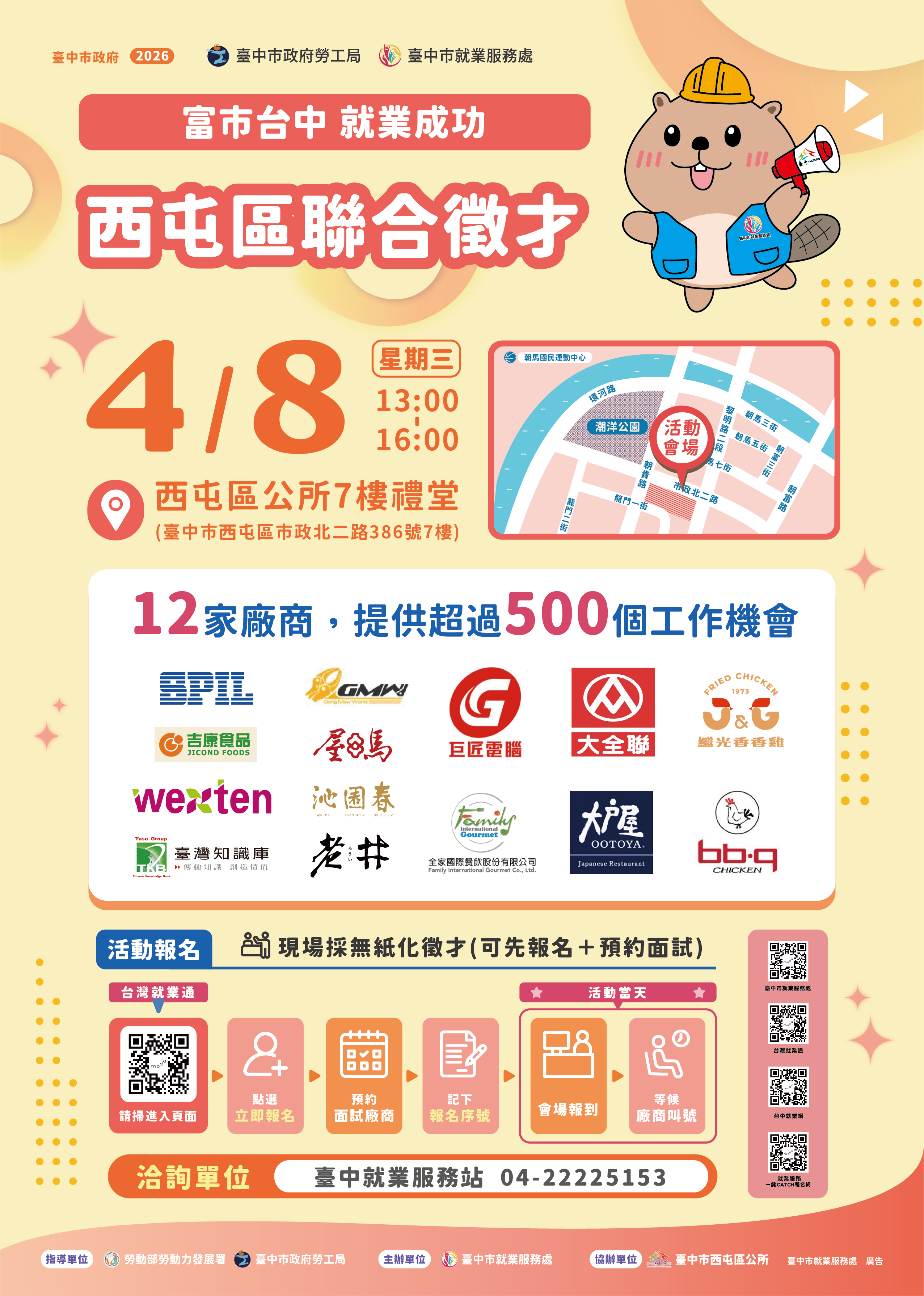 臺中市政府2026「富市台中 就業成功」西屯區聯合徵才