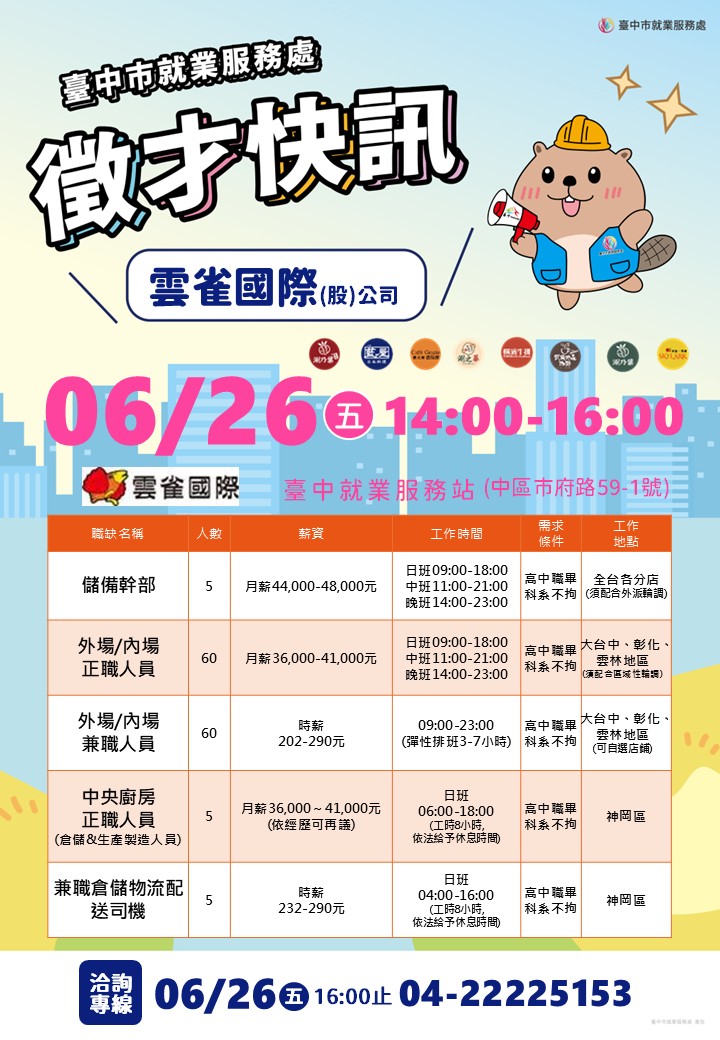 〔單一徵才〕雲雀國際股份有限公司