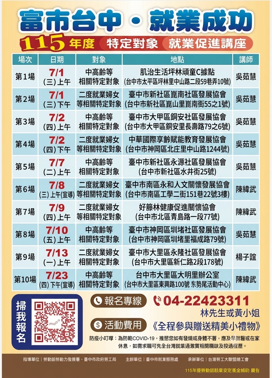 115年度特定對象就業促進講座與宣導活動-7月份