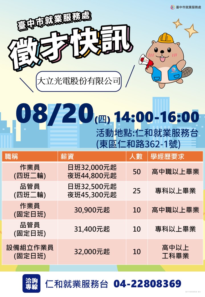 〔單一徵才〕大立光電股份有限公司