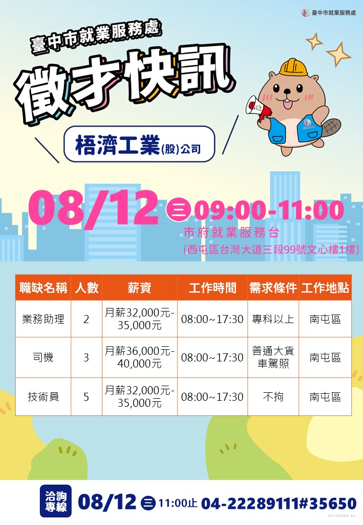 〔單一徵才〕梧濟工業股份有限公司
