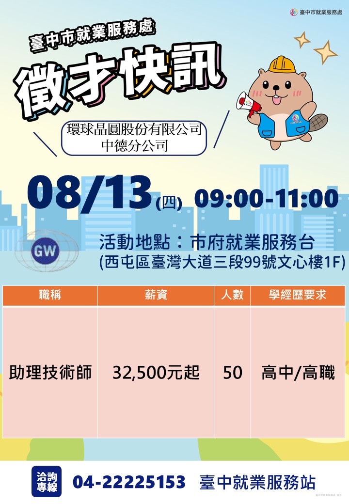 〔單一徵才〕環球晶圓股份有限公司中德分公司