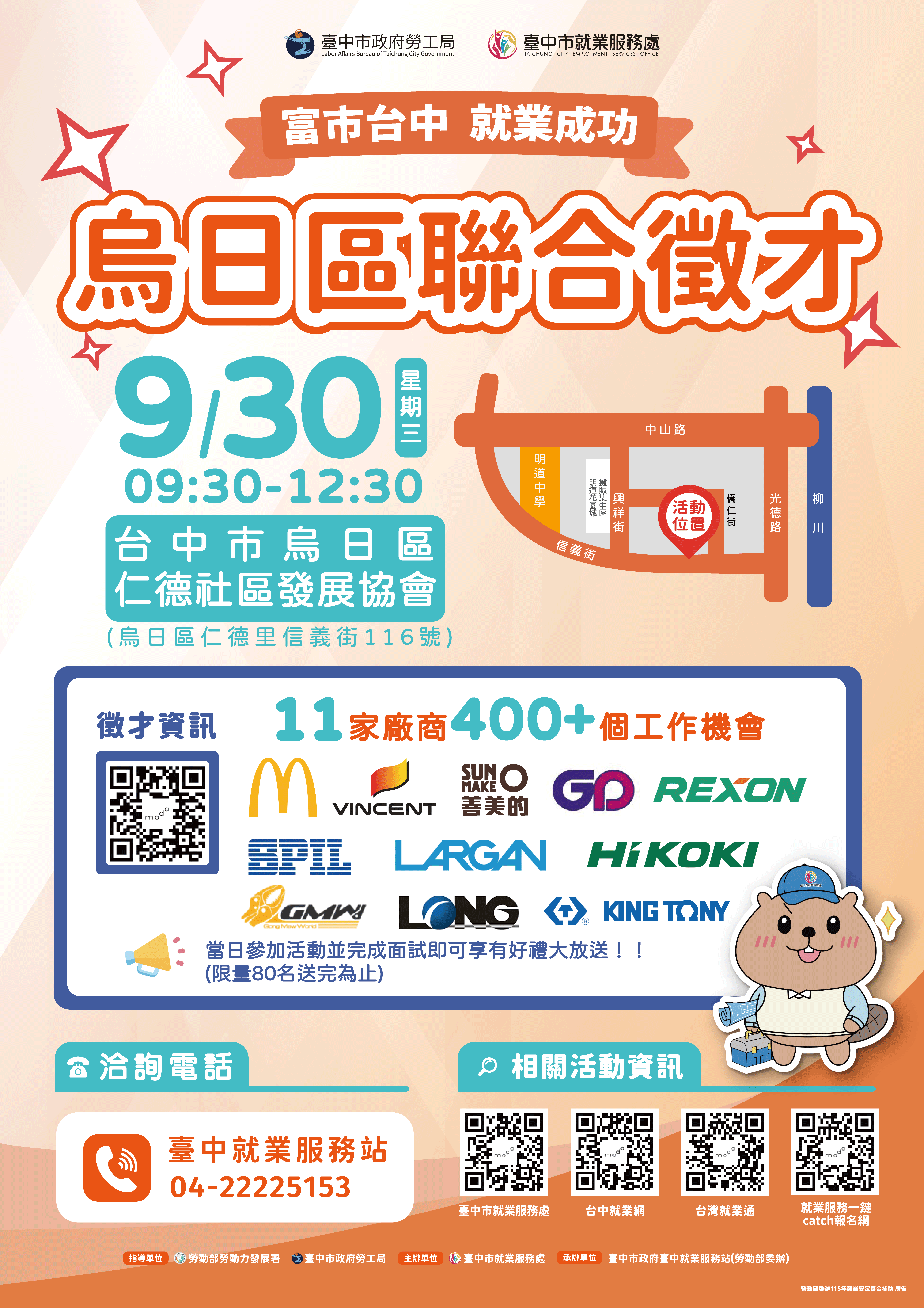 臺中市政府2026「富市台中 就業成功」烏日區聯合徵才