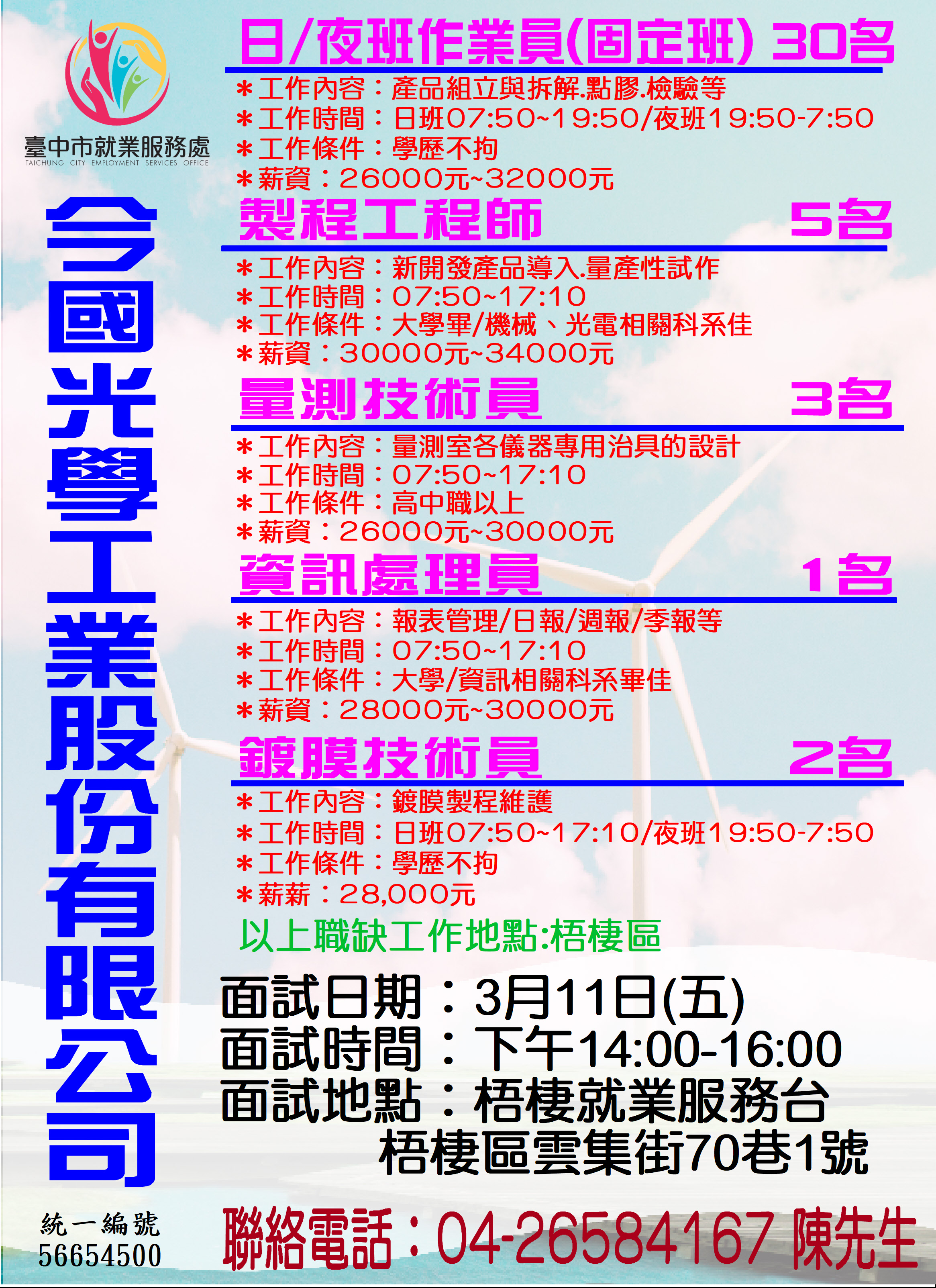 [單一徵才]今國光學工業股份有限公司