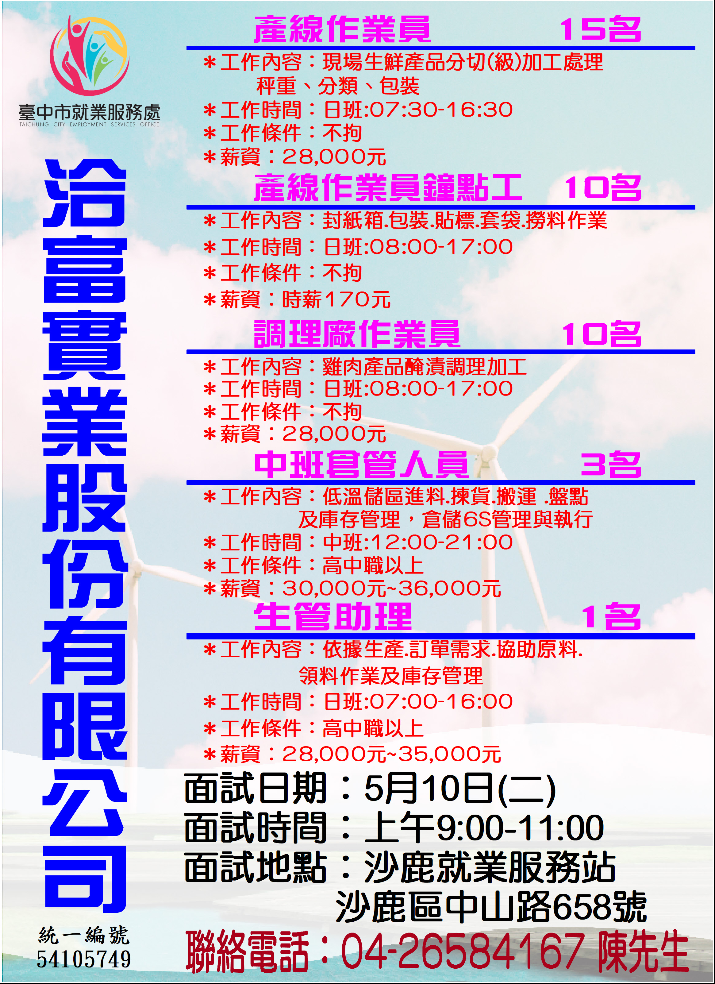 [單一徵才]洽富實業股份有限公司