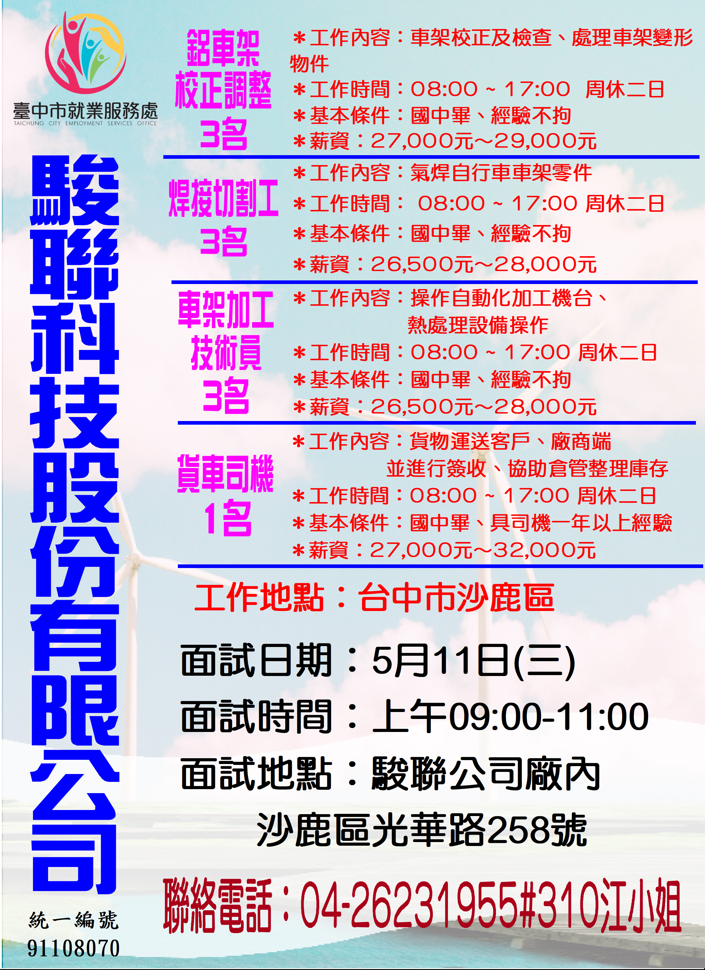 [單一徵才]駿聯科技股份有限公司