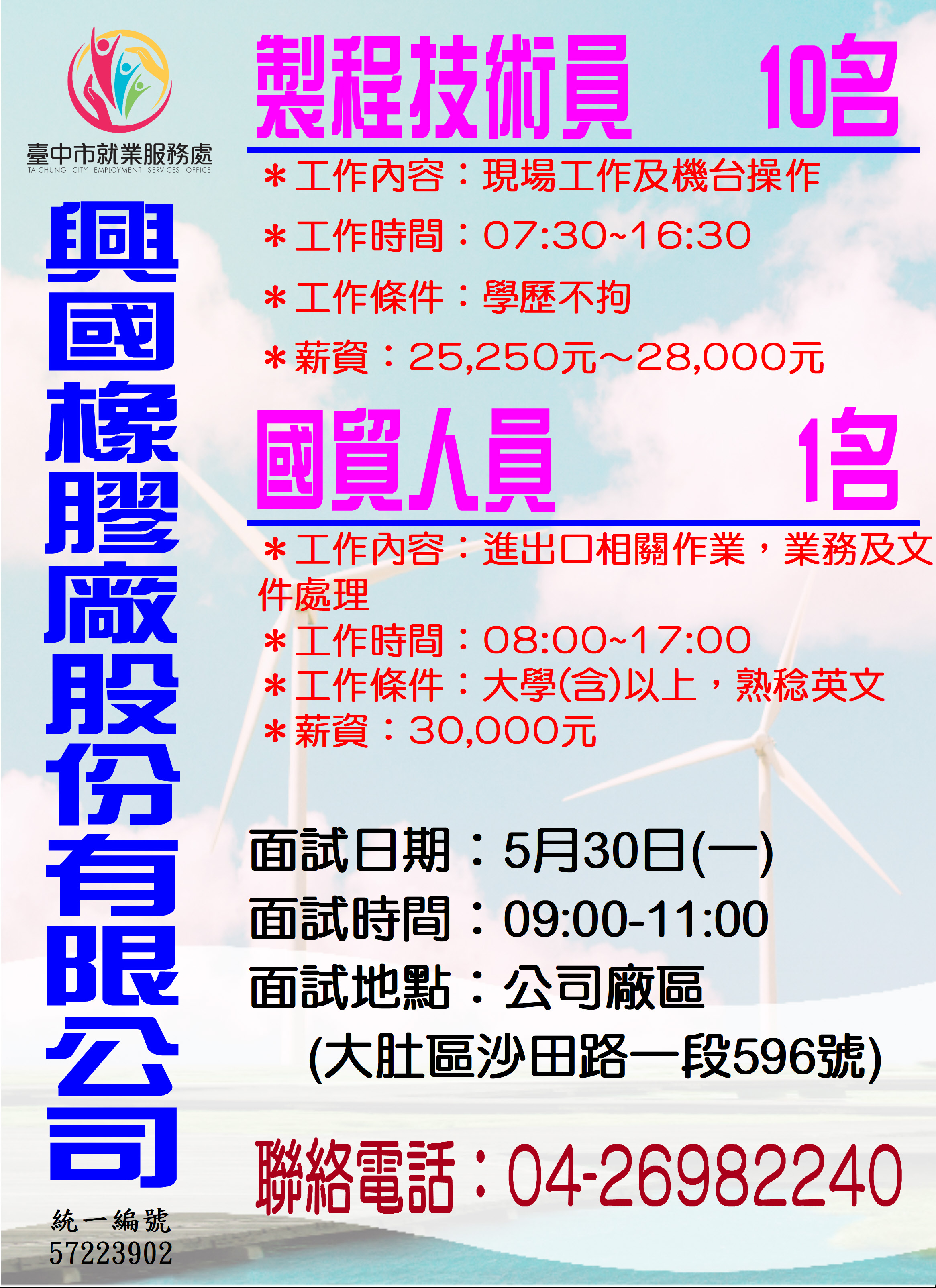 [單一徵才]興國橡膠廠股份有限公司