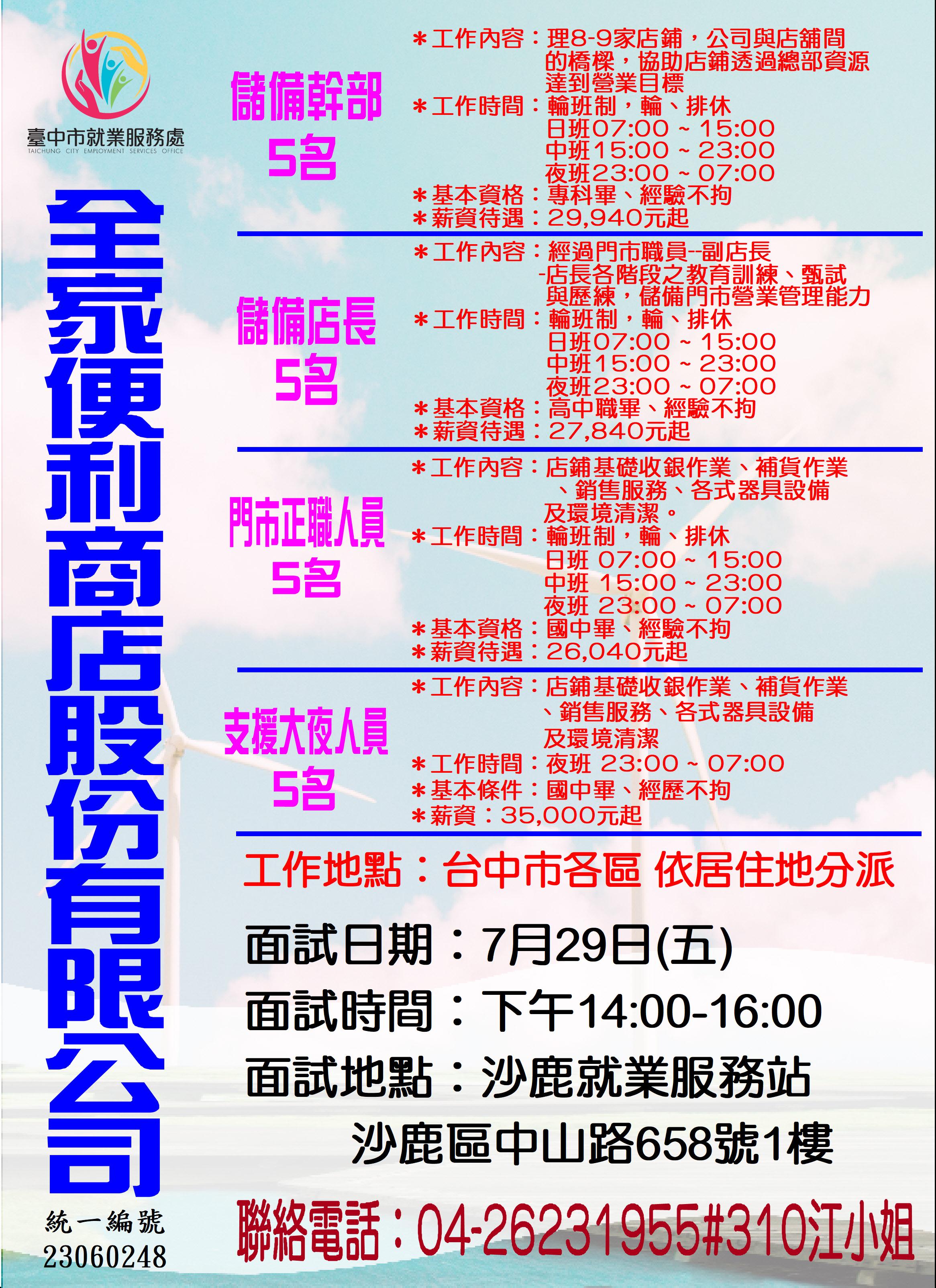 [單一徵才]全家便利商店股份有限公司