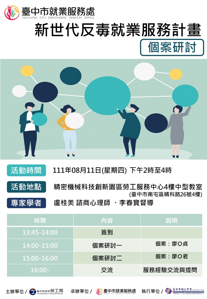 臺中市政府111年度新世代反毒就業服務計畫-個案研討