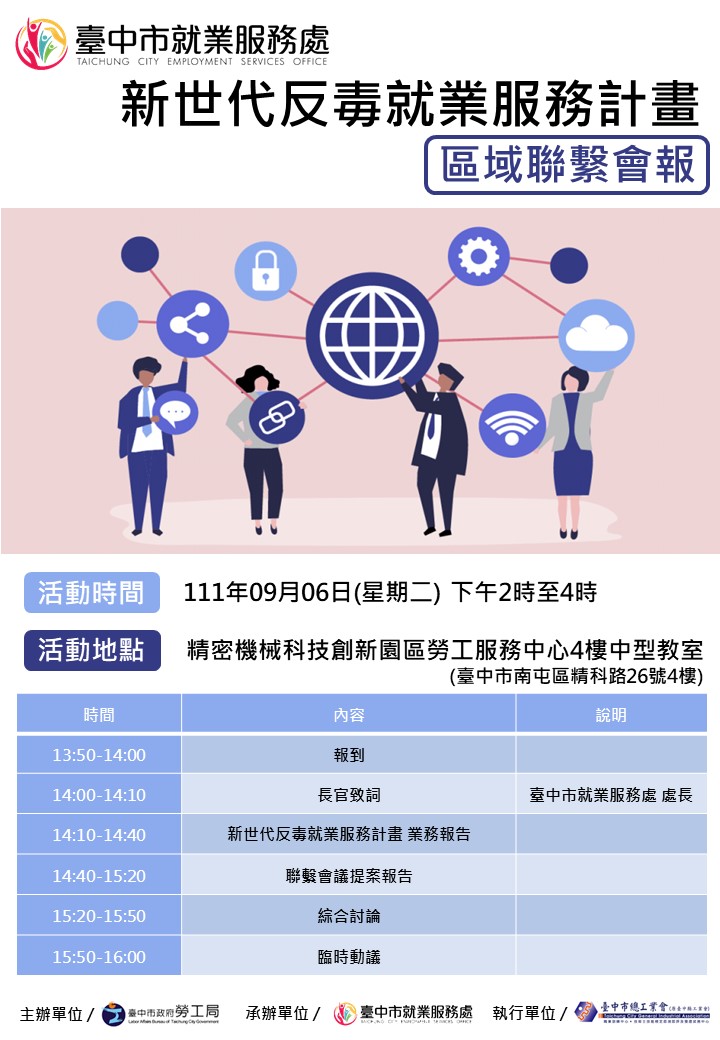 臺中市政府111年度新世代反毒就業服務計畫-區域聯繫會報
