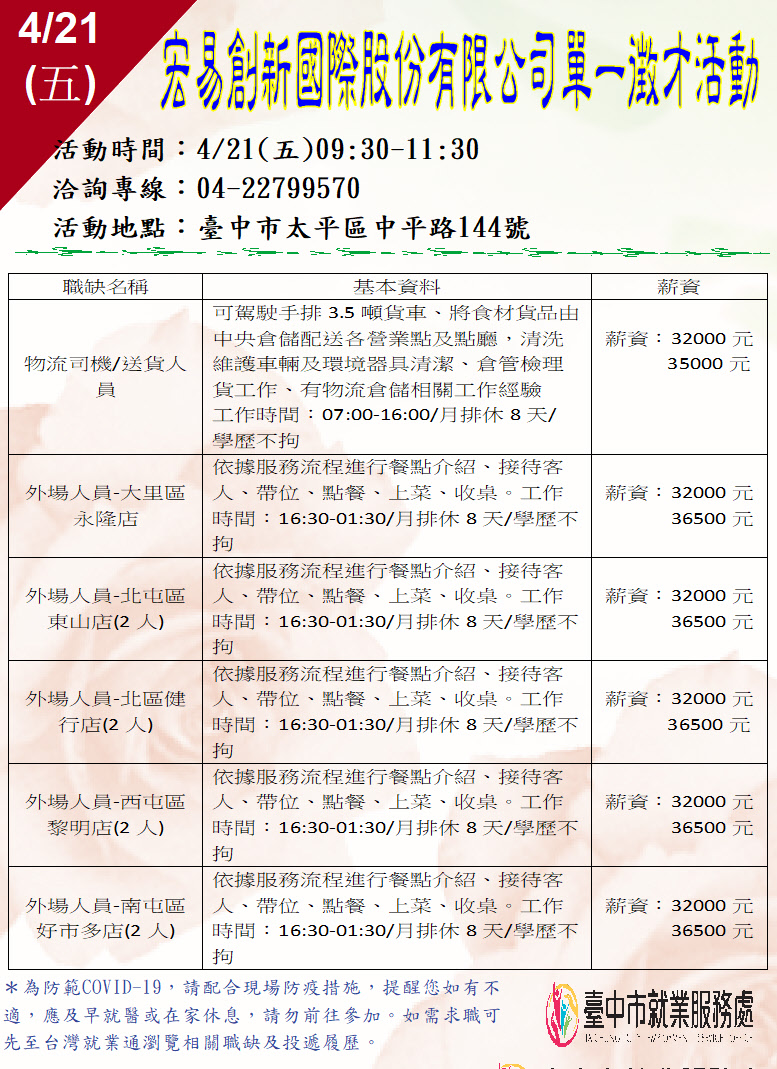 [單一徵才]宏易創新國際股份有限公司