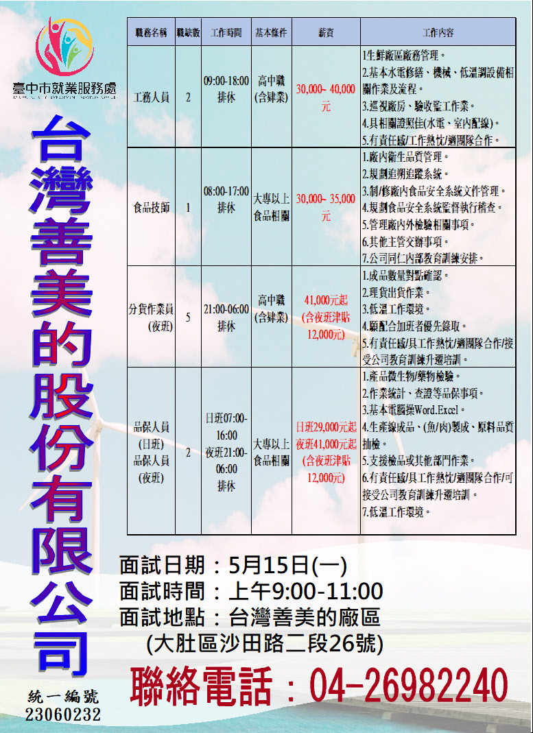 [單一徵才]台灣善美的股份有限公司