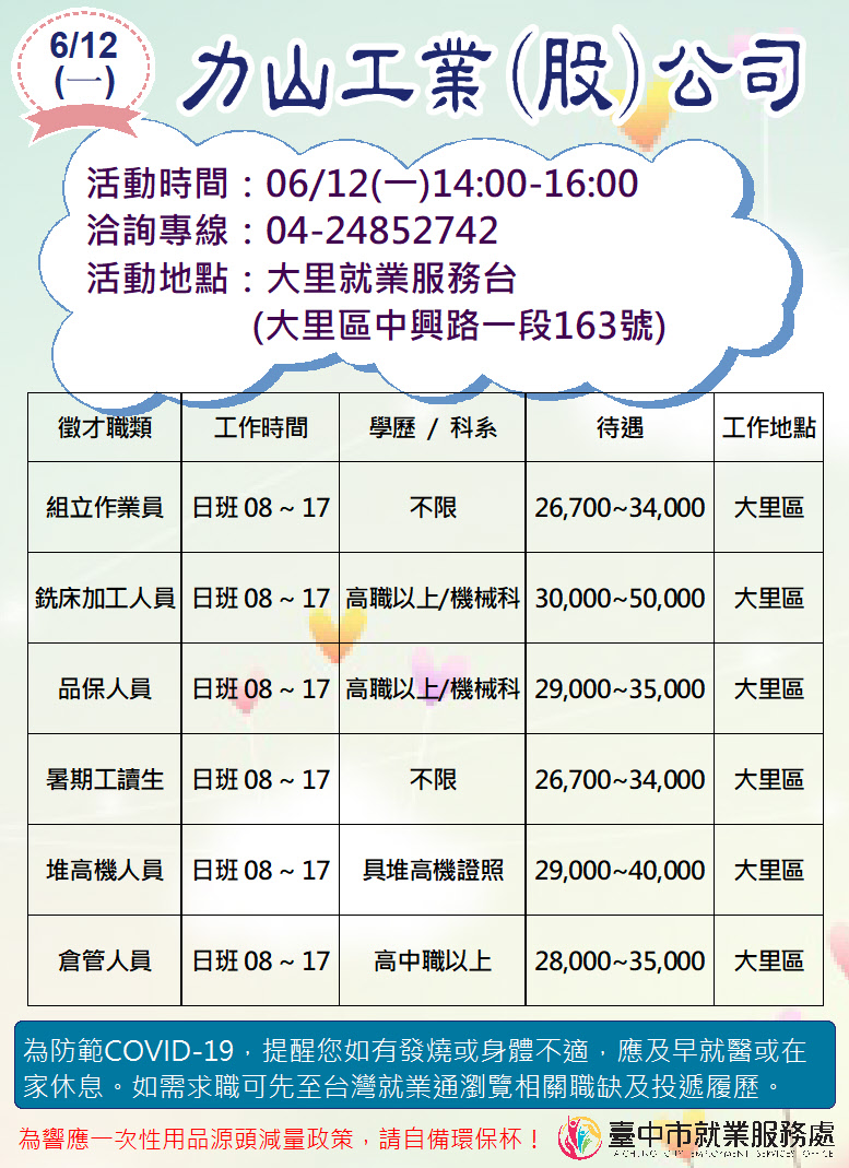 [單一徵才]力山工業股份有限公司