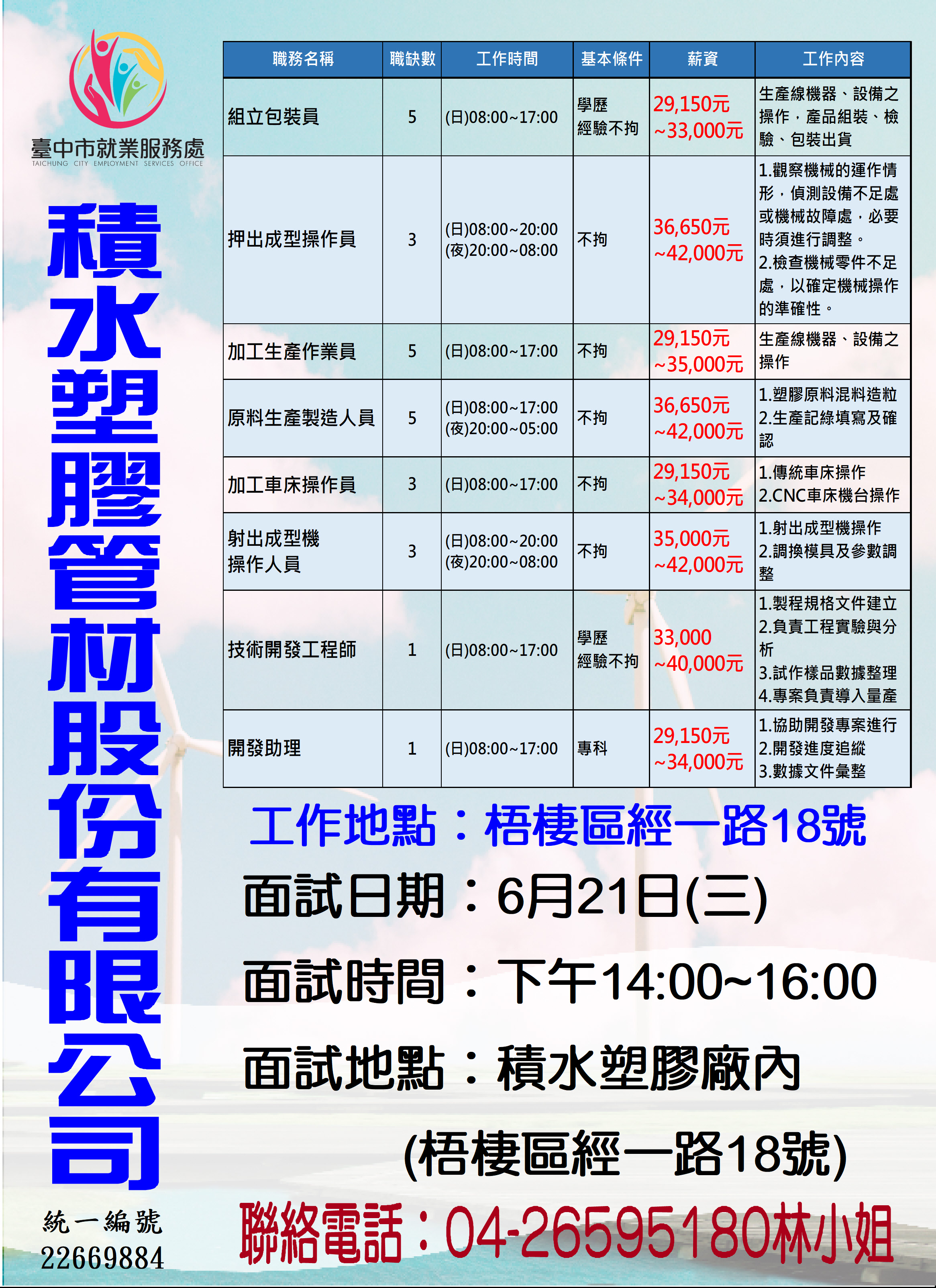 [單一徵才]積水塑膠管材股份有限公司
