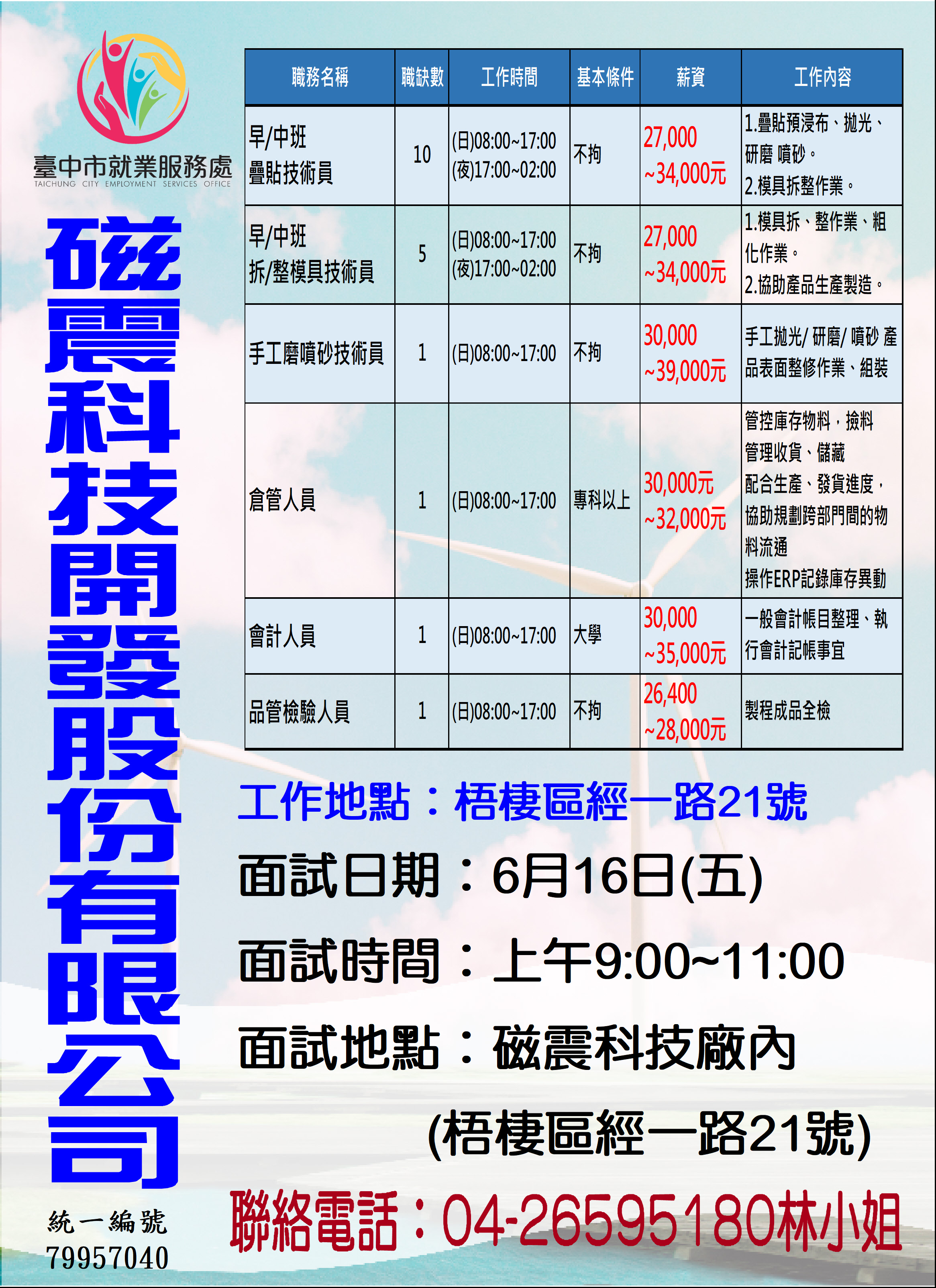[單一徵才]磁震科技開發股份有限公司