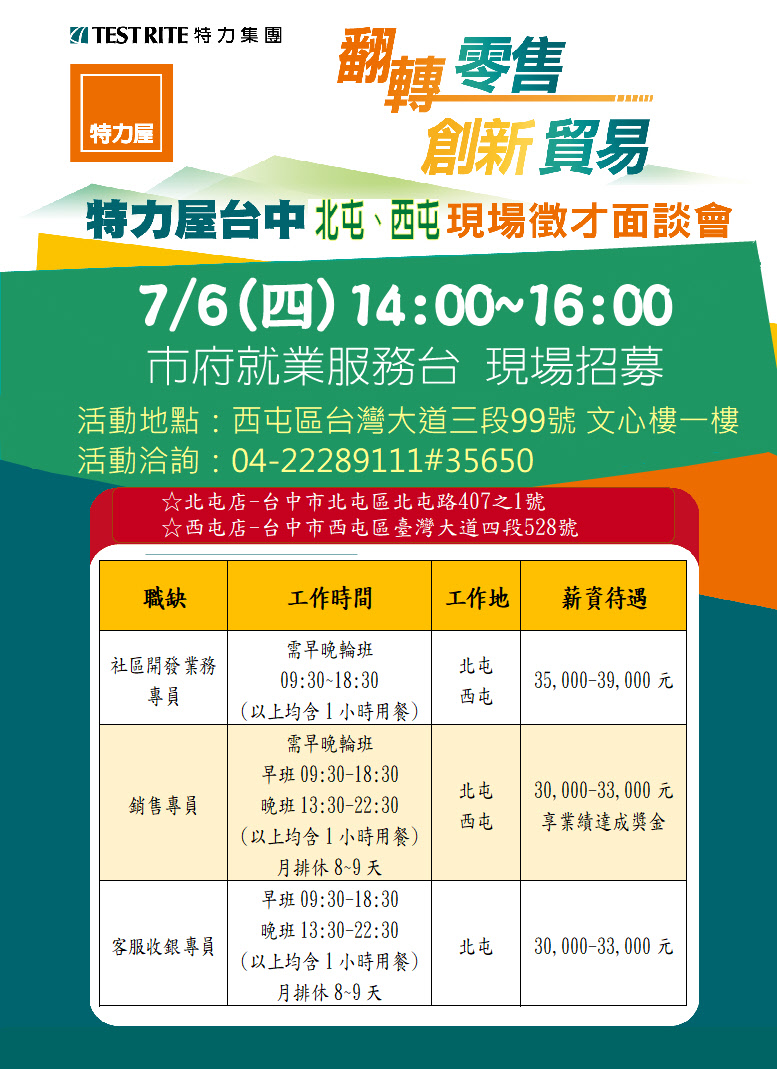 [單一徵才]特力屋股份有限公司北屯分公司