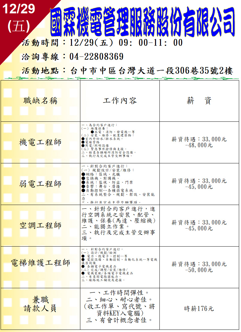 [單一徵才]國霖機電管理服務股份有限公司
