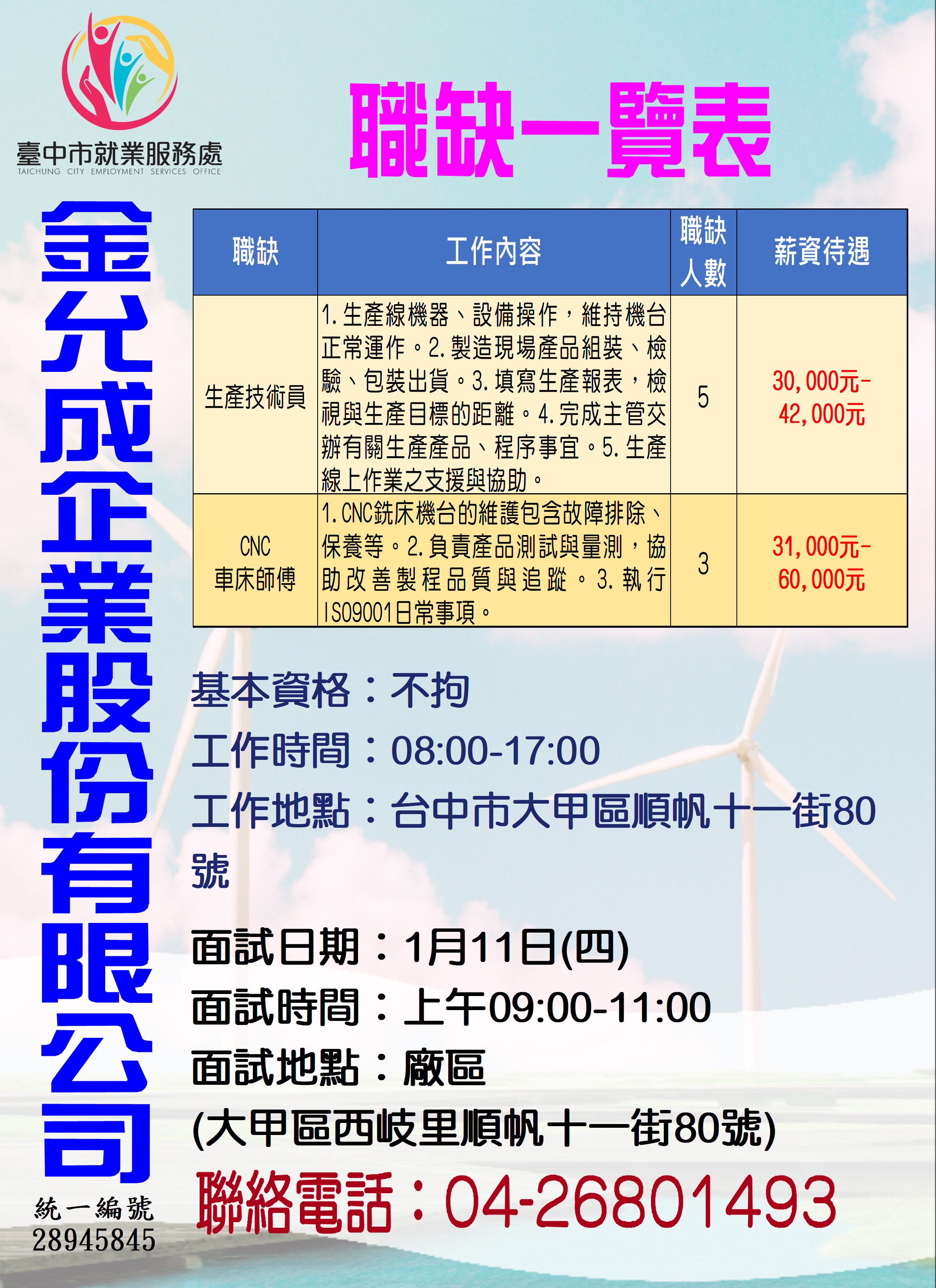 [單一徵才]金允成企業股份有限公司