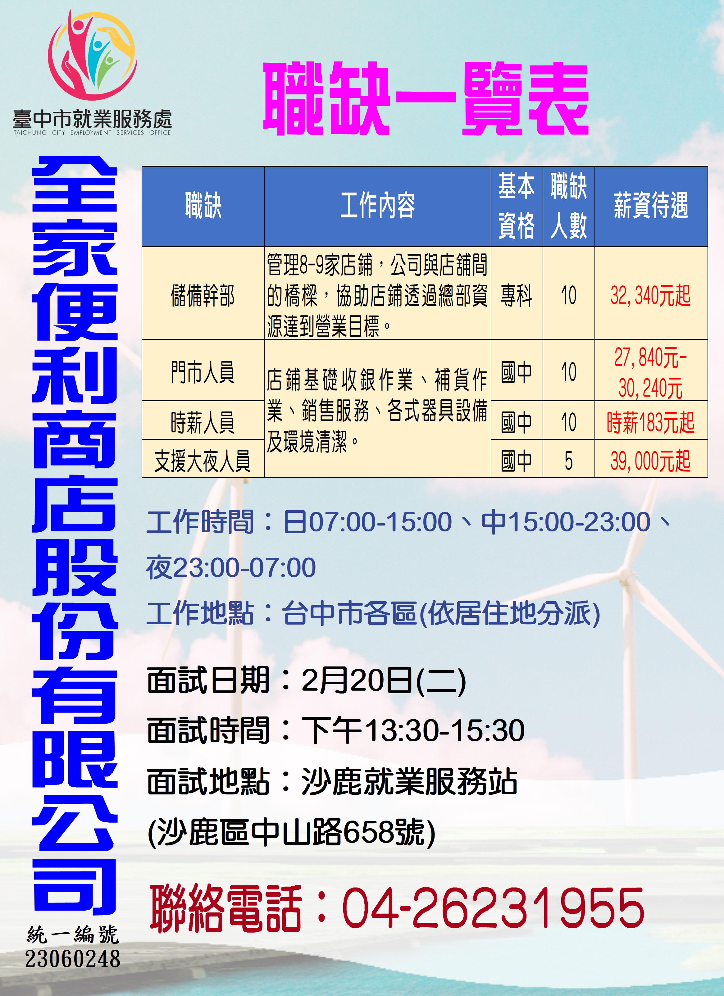 [單一徵才]全家便利商店股份有限公司