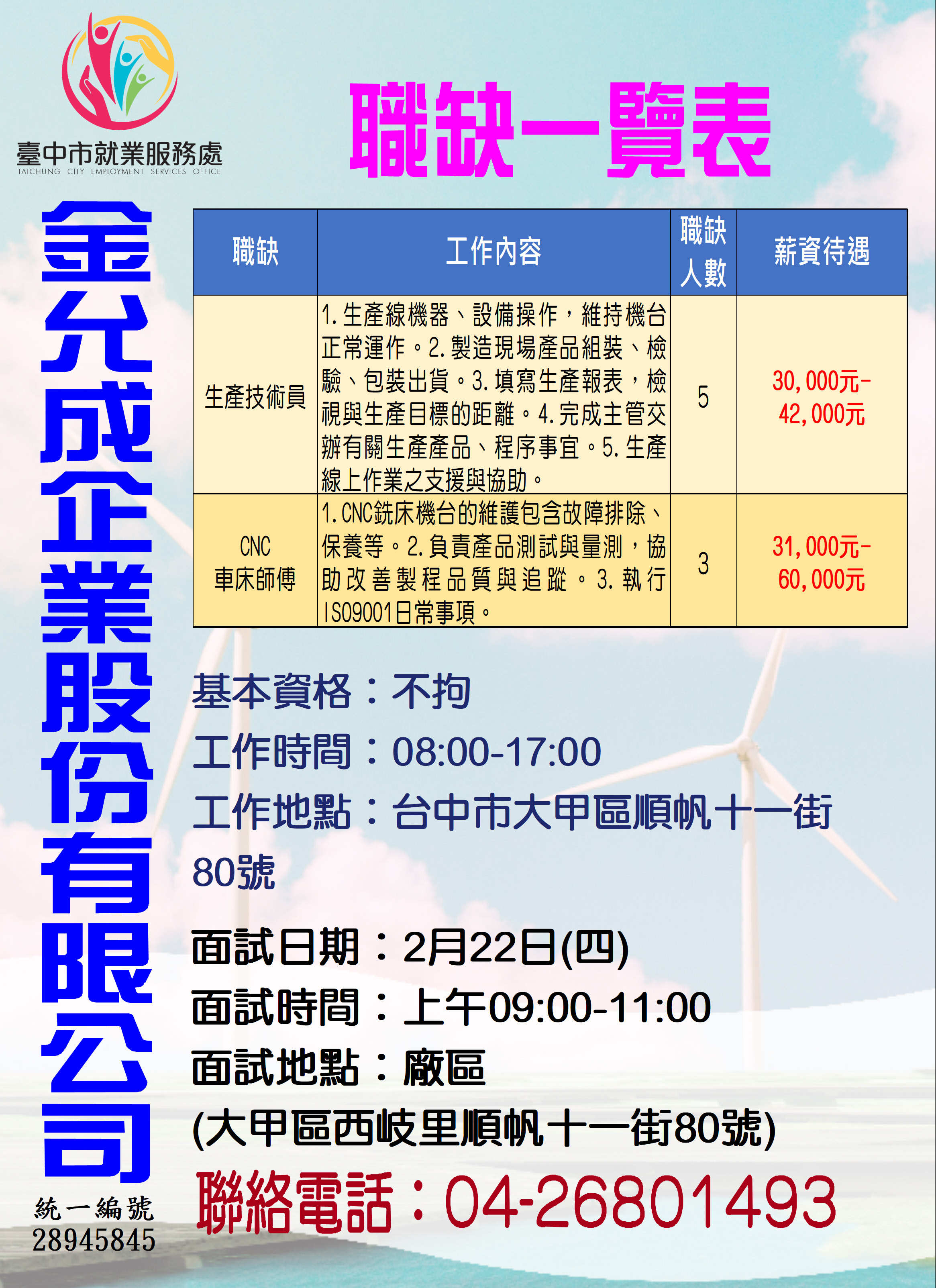 [單一徵才]金允成企業股份有限公司