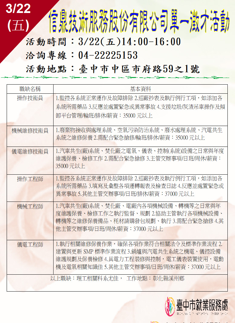 [單一徵才]信鼎技術服務股份有限公司