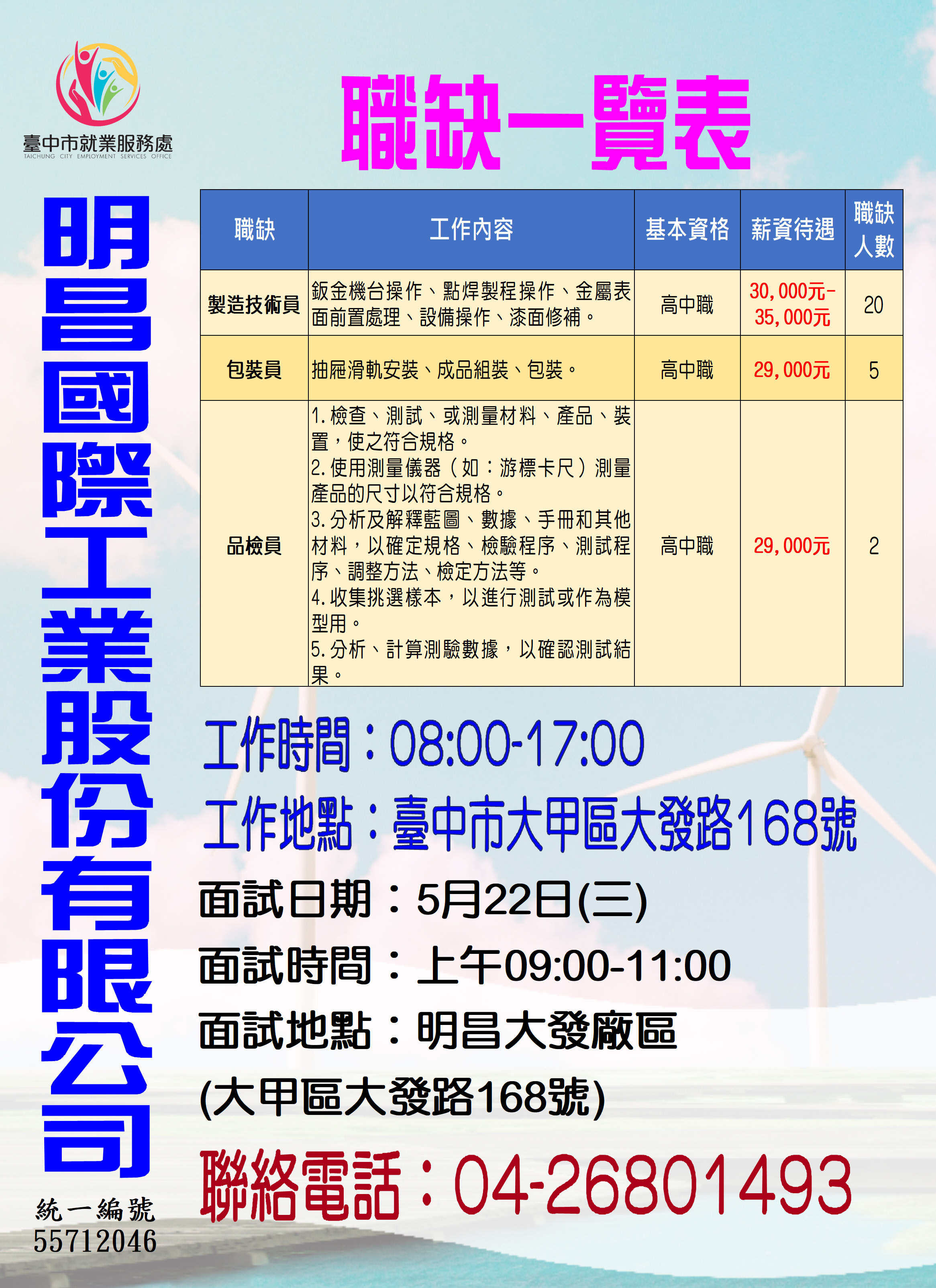 [單一徵才]明昌國際工業股份有限公司