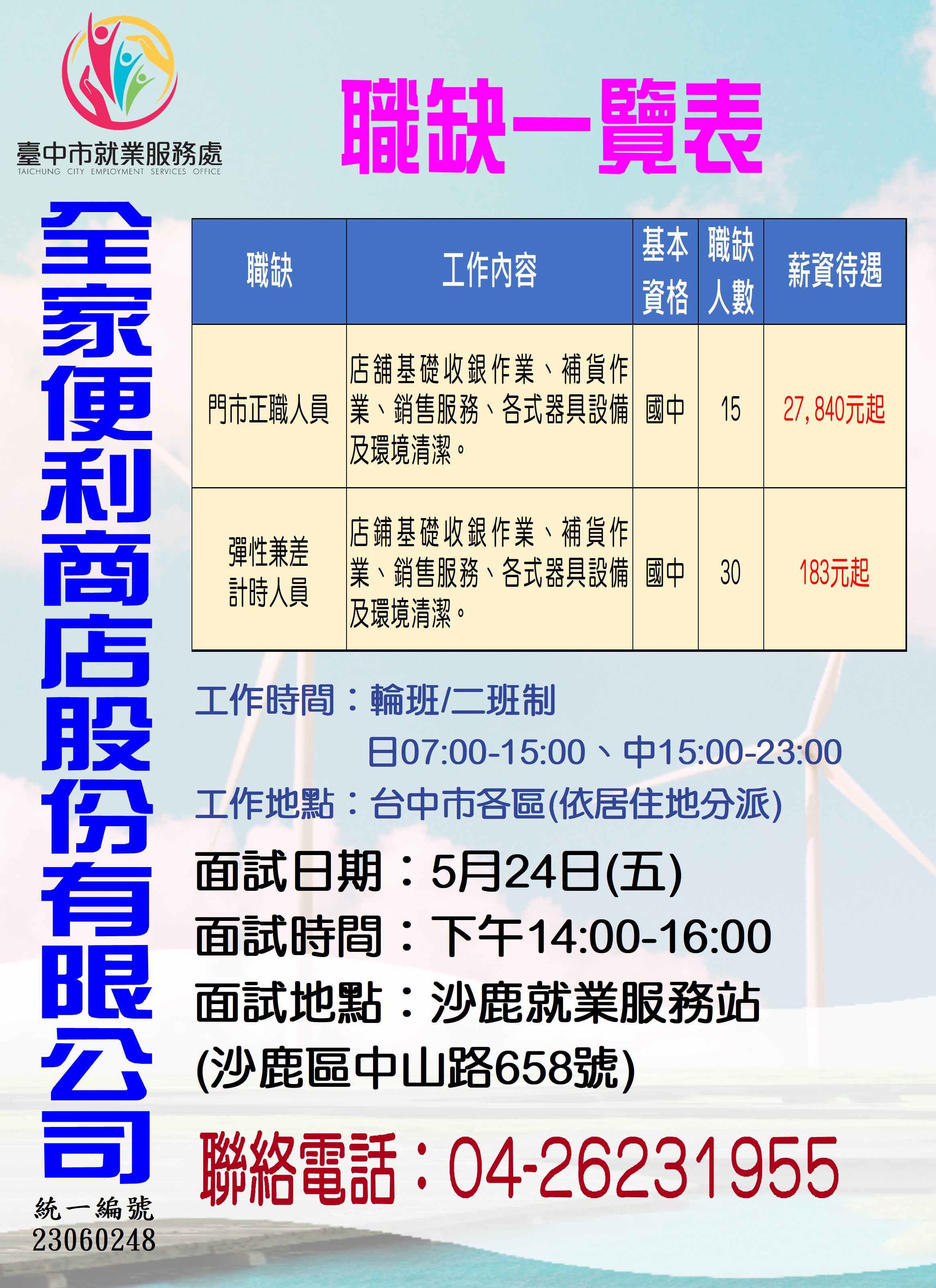 [單一徵才]全家便利商店股份有限公司