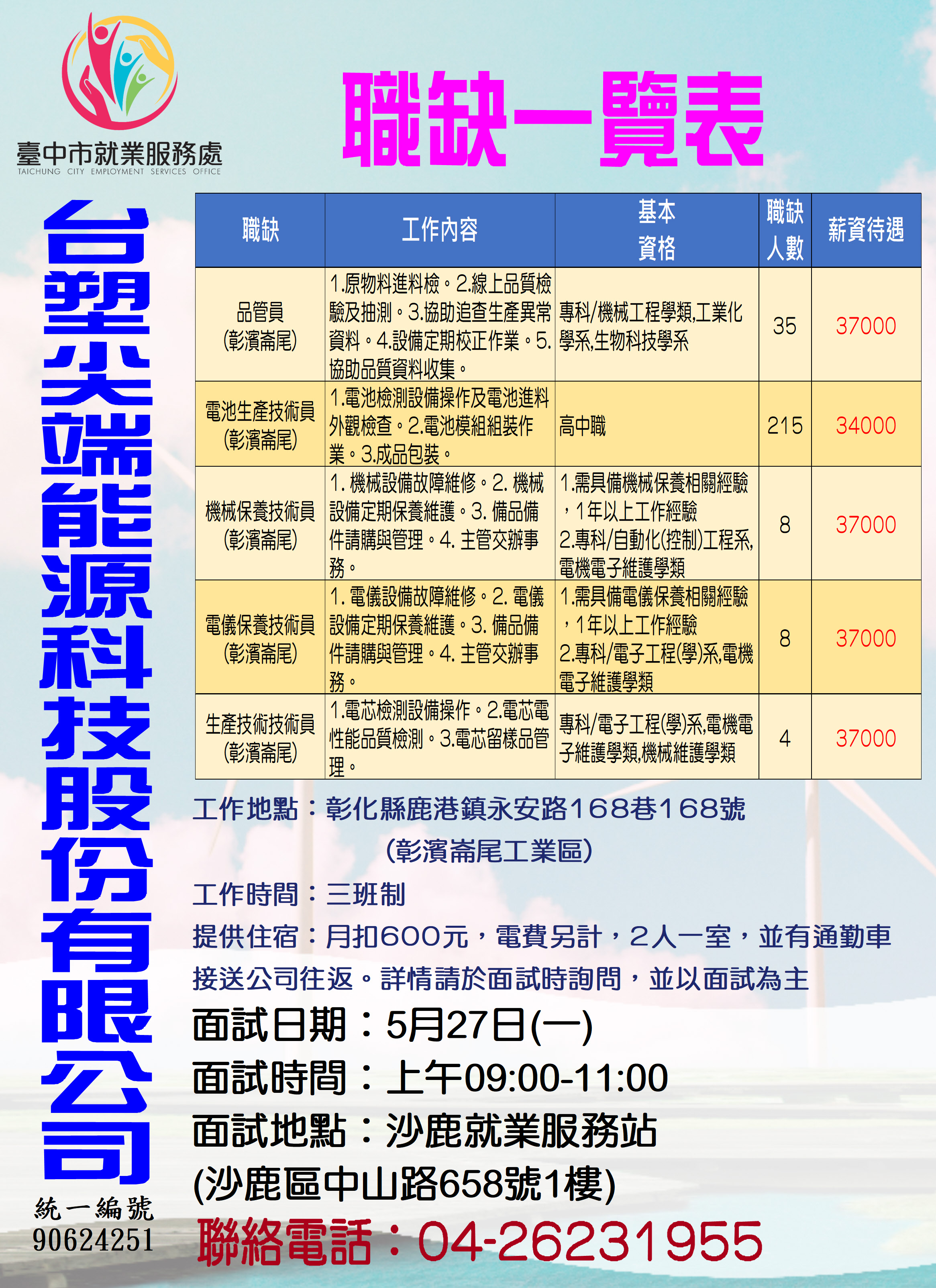 [單一徵才]台塑尖端能源科技股份有限公司