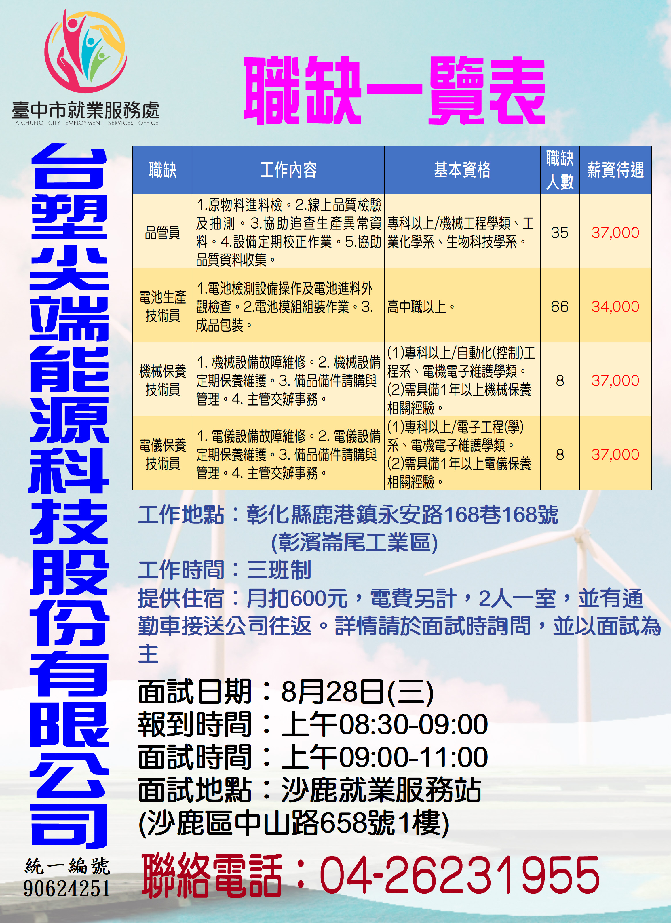 [單一徵才]台塑尖端能源科技股份有限公司