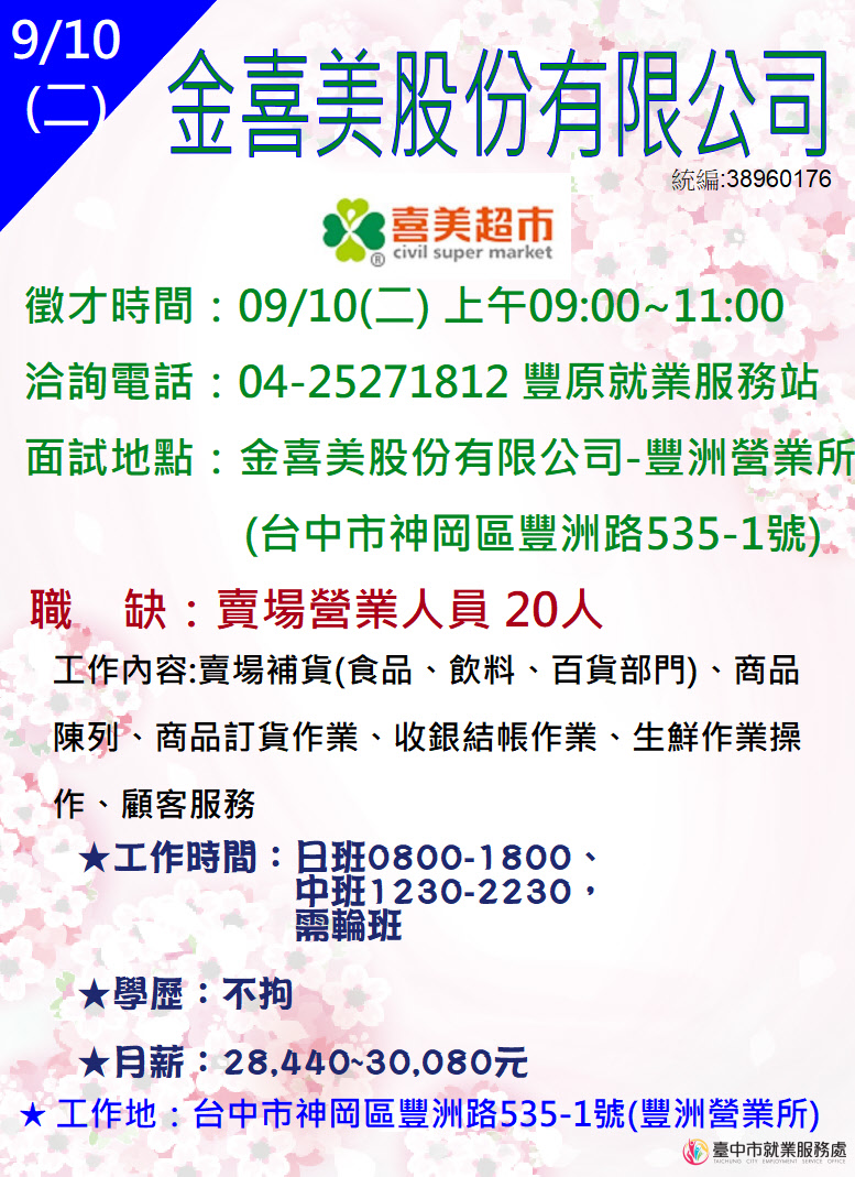 [單一徵才]金喜美股份有限公司