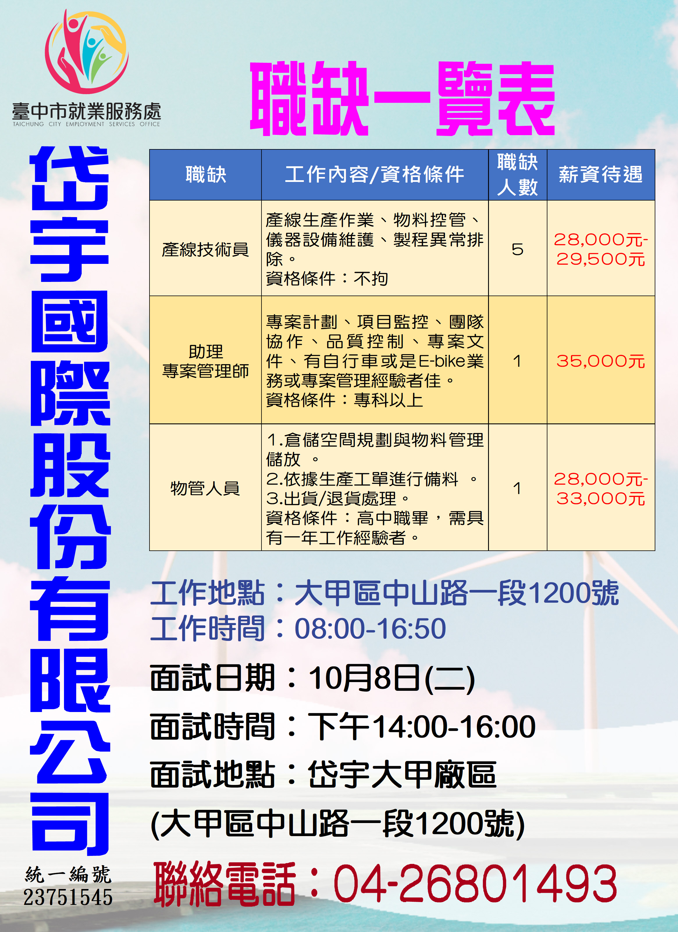 【單一徵才】岱宇國際股份有限公司