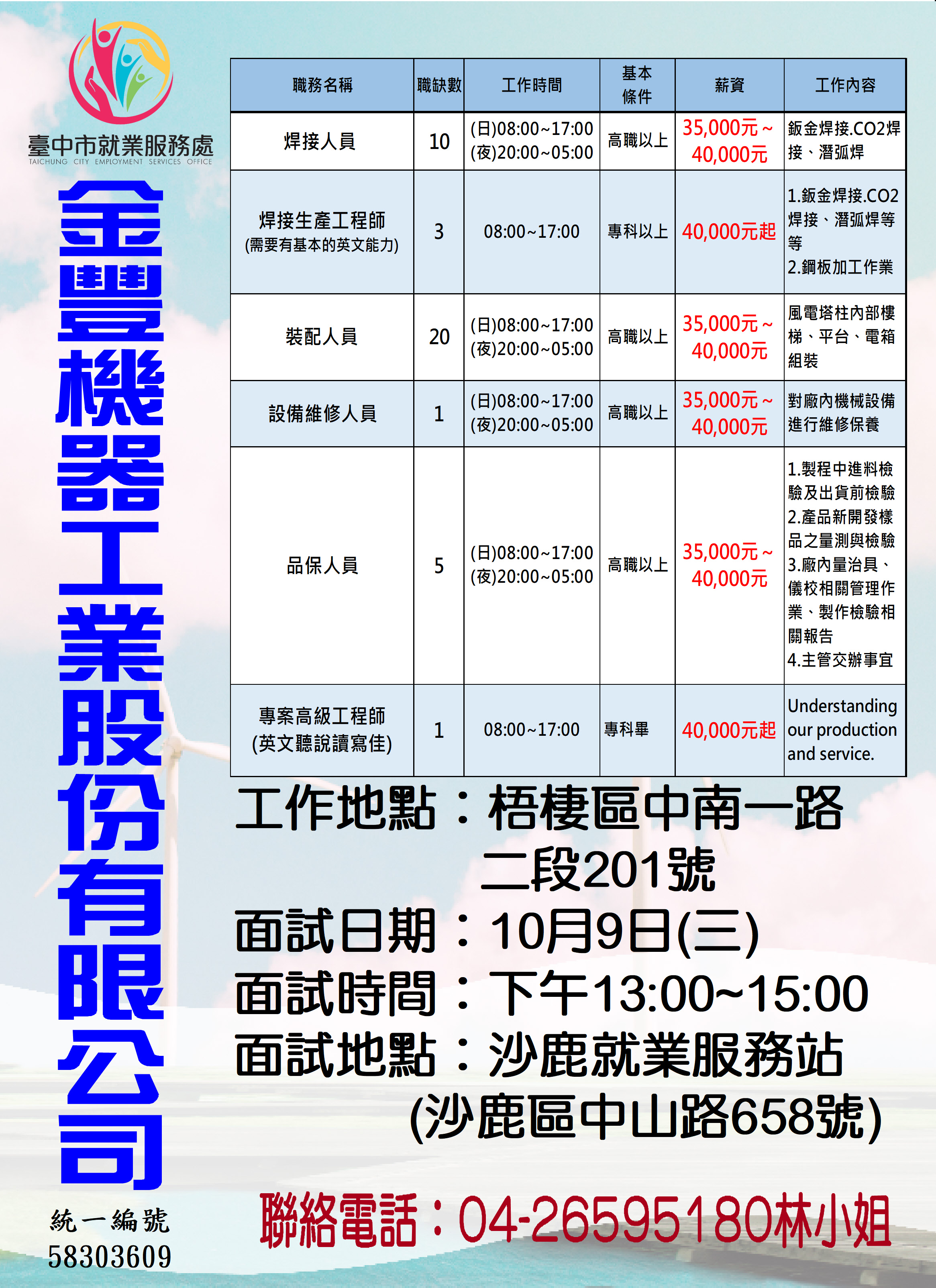 [單一徵才]金豐機器工業股份有限公司