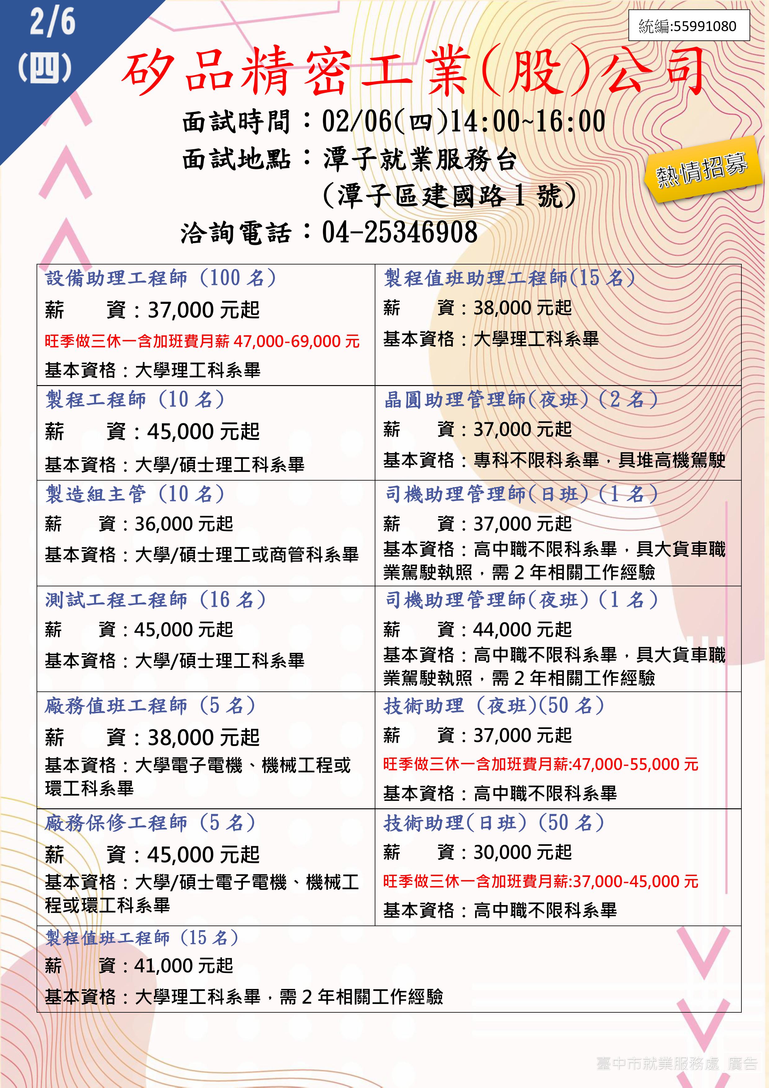 [單一徵才]矽品精密工業股份有限公司