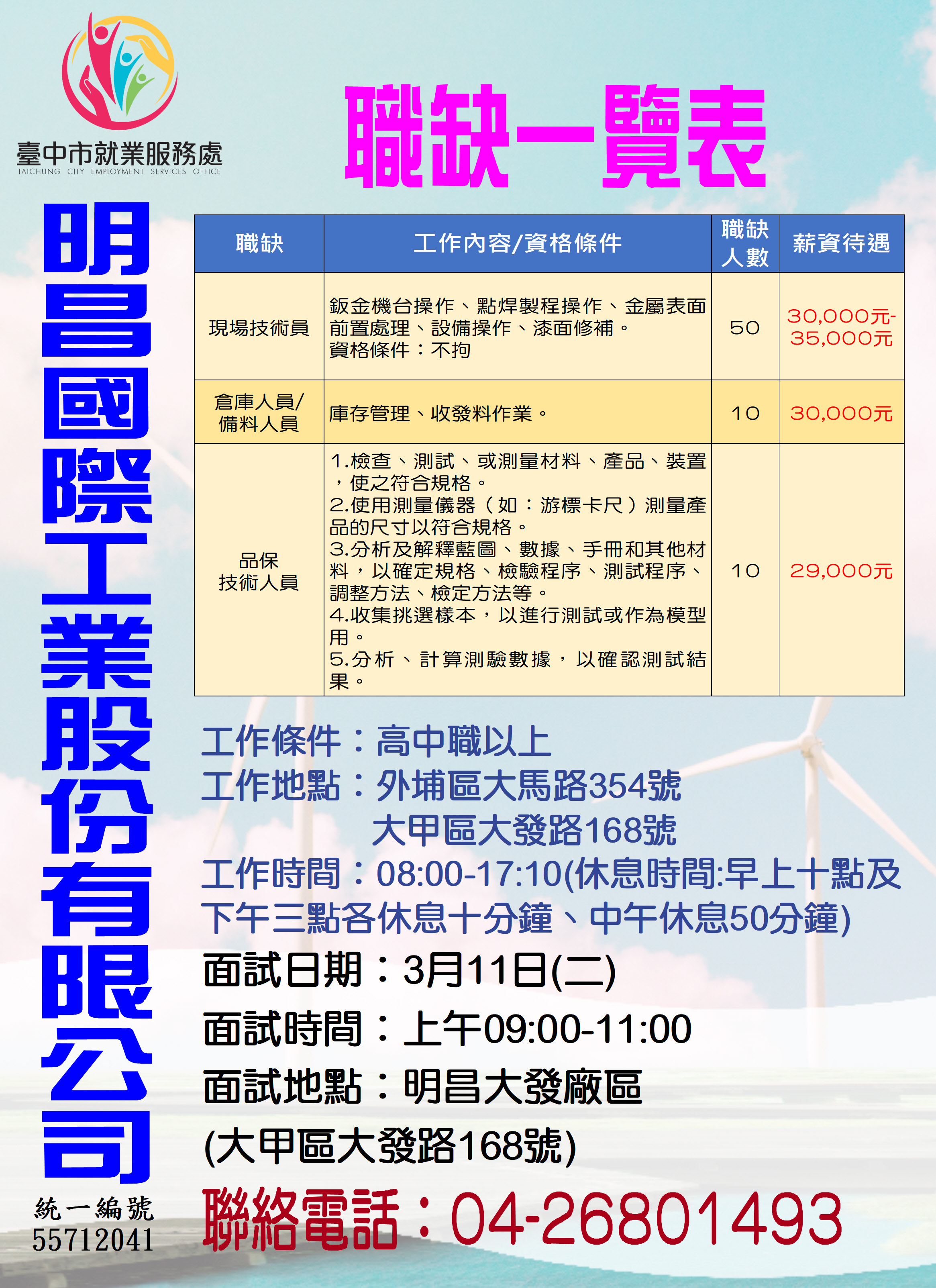 【單一徵才】明昌國際工業股份有限公司