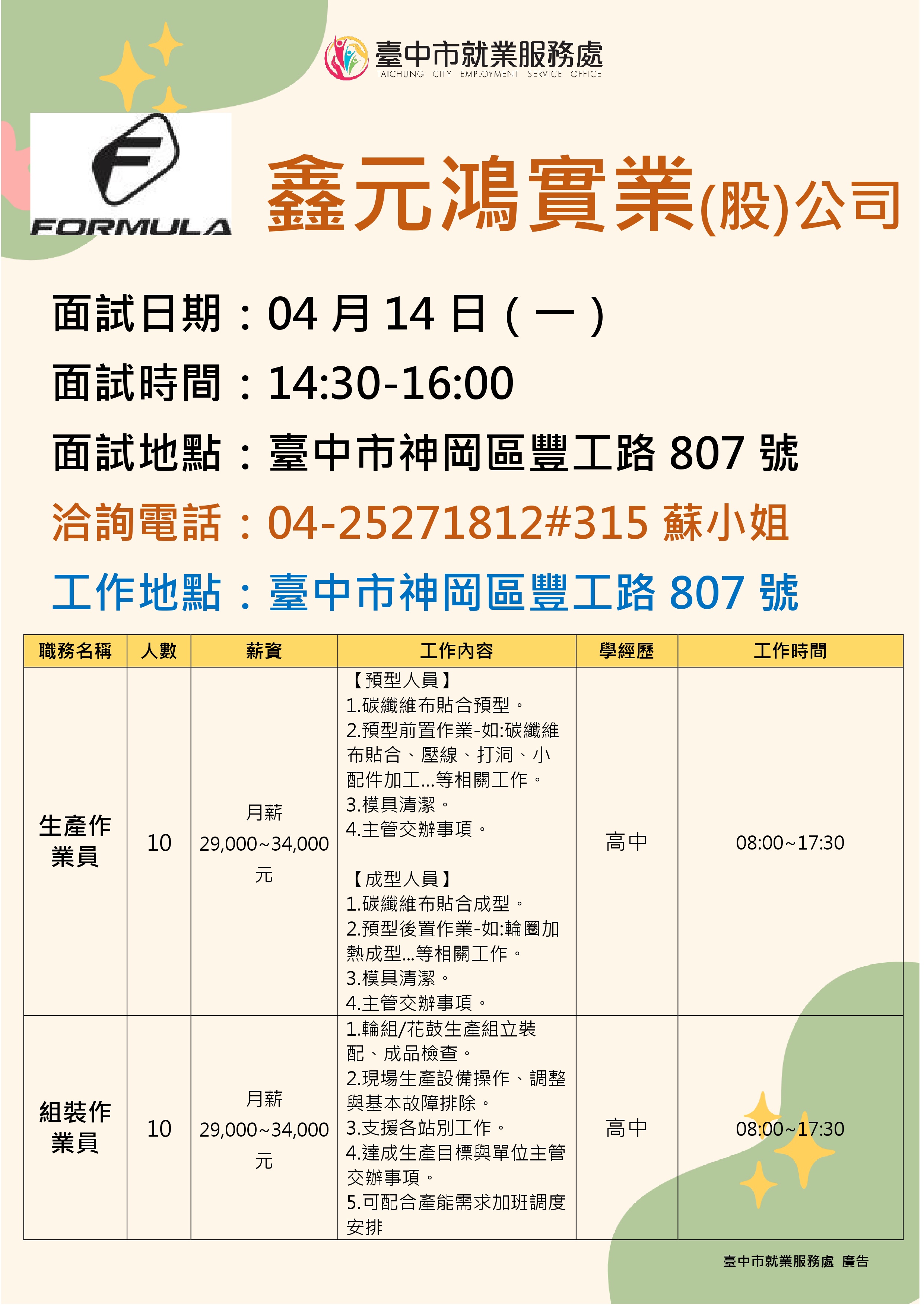 [單一徵才]鑫元鴻實業股份有限公司