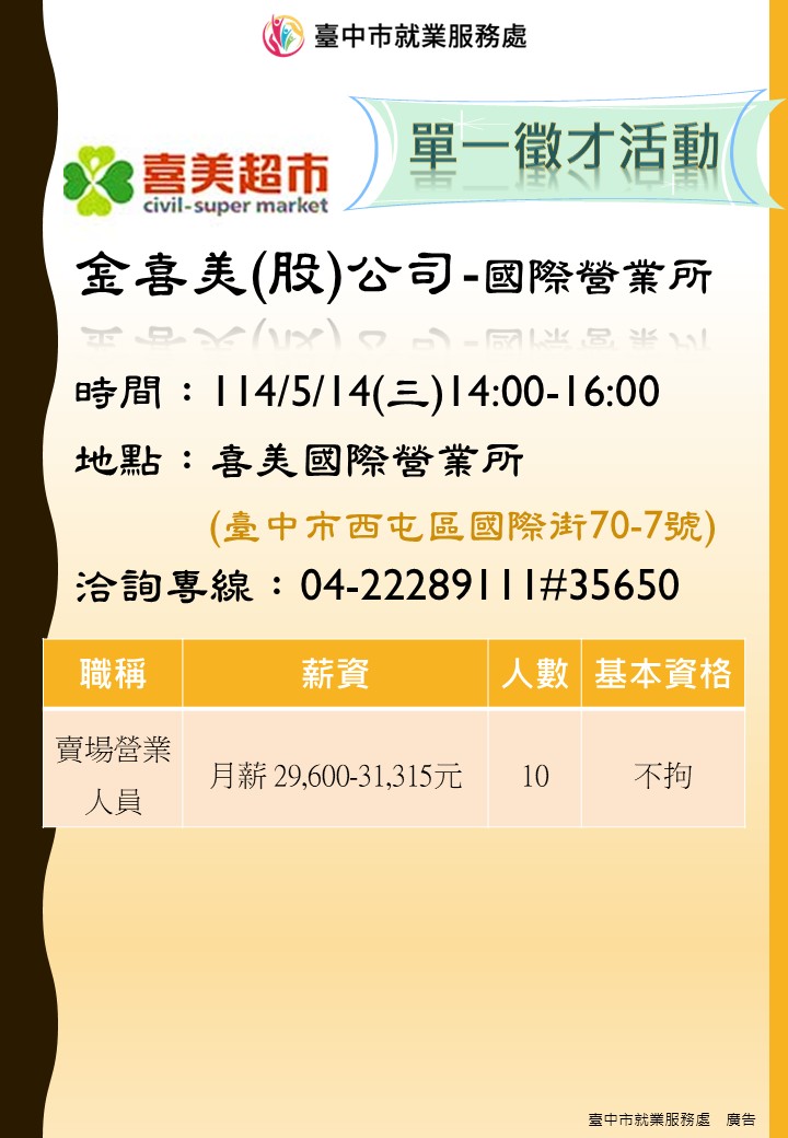 [單一徵才]金喜美股份有限公司國際營業所