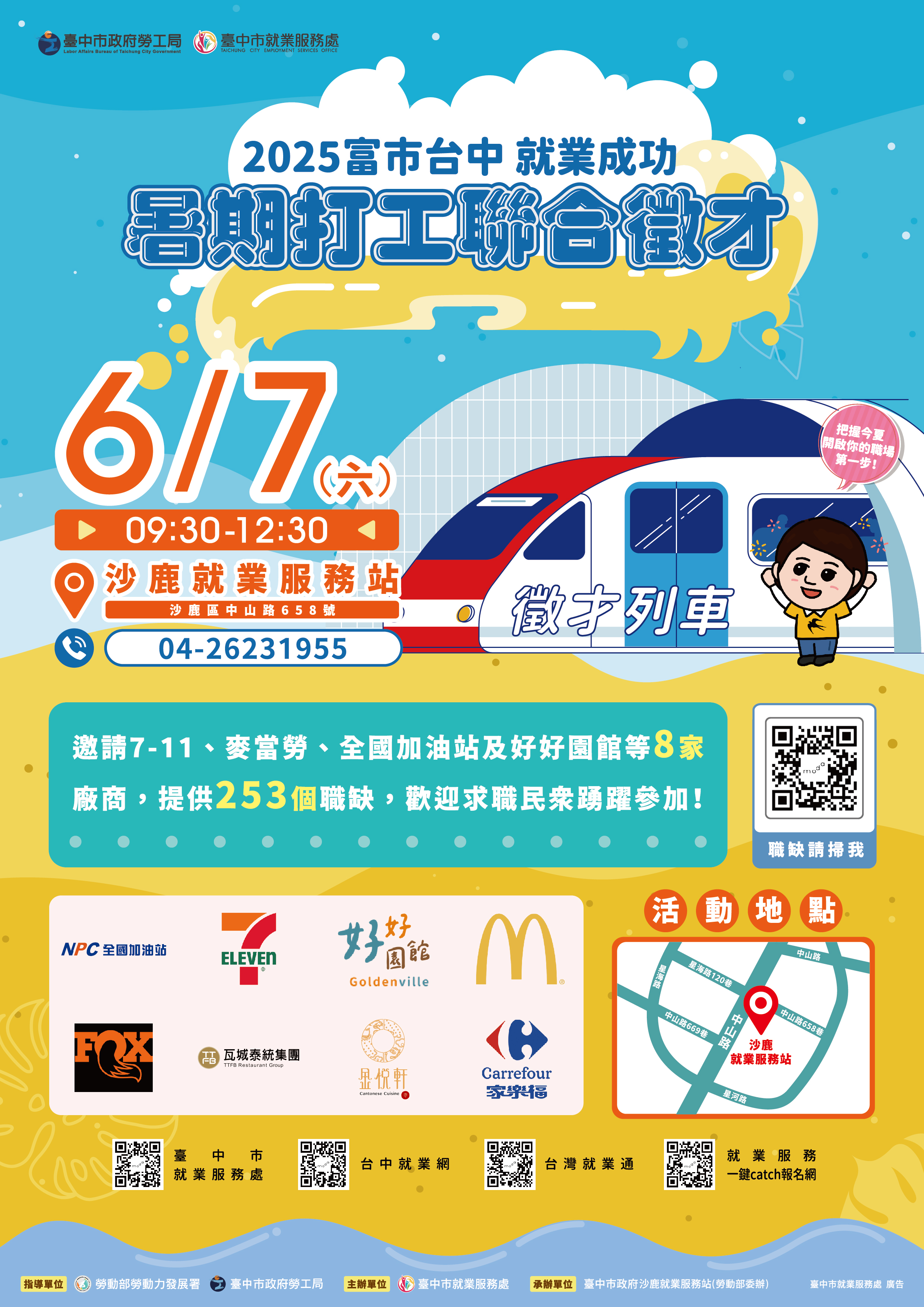 【聯合徵才】臺中市政府 2025「富市台中 就業成功」暑期打工聯合徵才